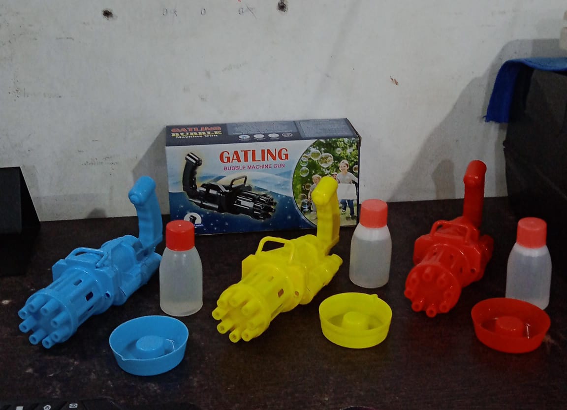 8028A Gatling Bubble Gun and launcher Used for making and producing bubbles, especially for kids (1 Pc Mix Color With Color Box) Eshaan Traders