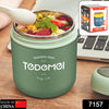 7157 Stainless Steel Solid Premium 1Pc Soup Container with Spoon and 1 Spoon On Soup Cup Top DeoDap