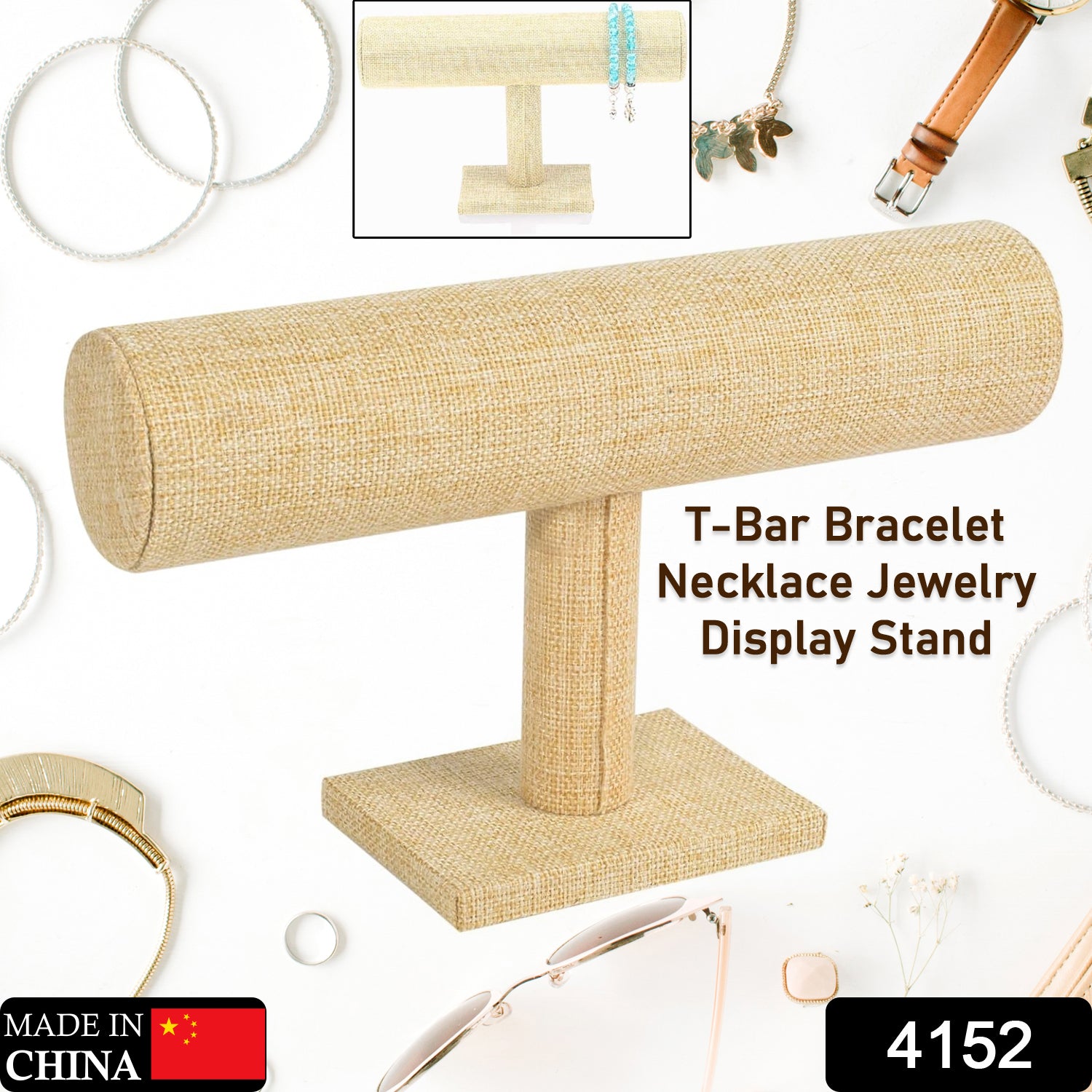 4152 Jewelry Display Rack Bracelet Display Portable Bracelet Stand Jewelry Stand Organizer T Bar Stand Dispaly Rack Jewelry Display Stand Watch T- Flower Display Stand Appendix Necklace (1 pc) Eshaan Traders