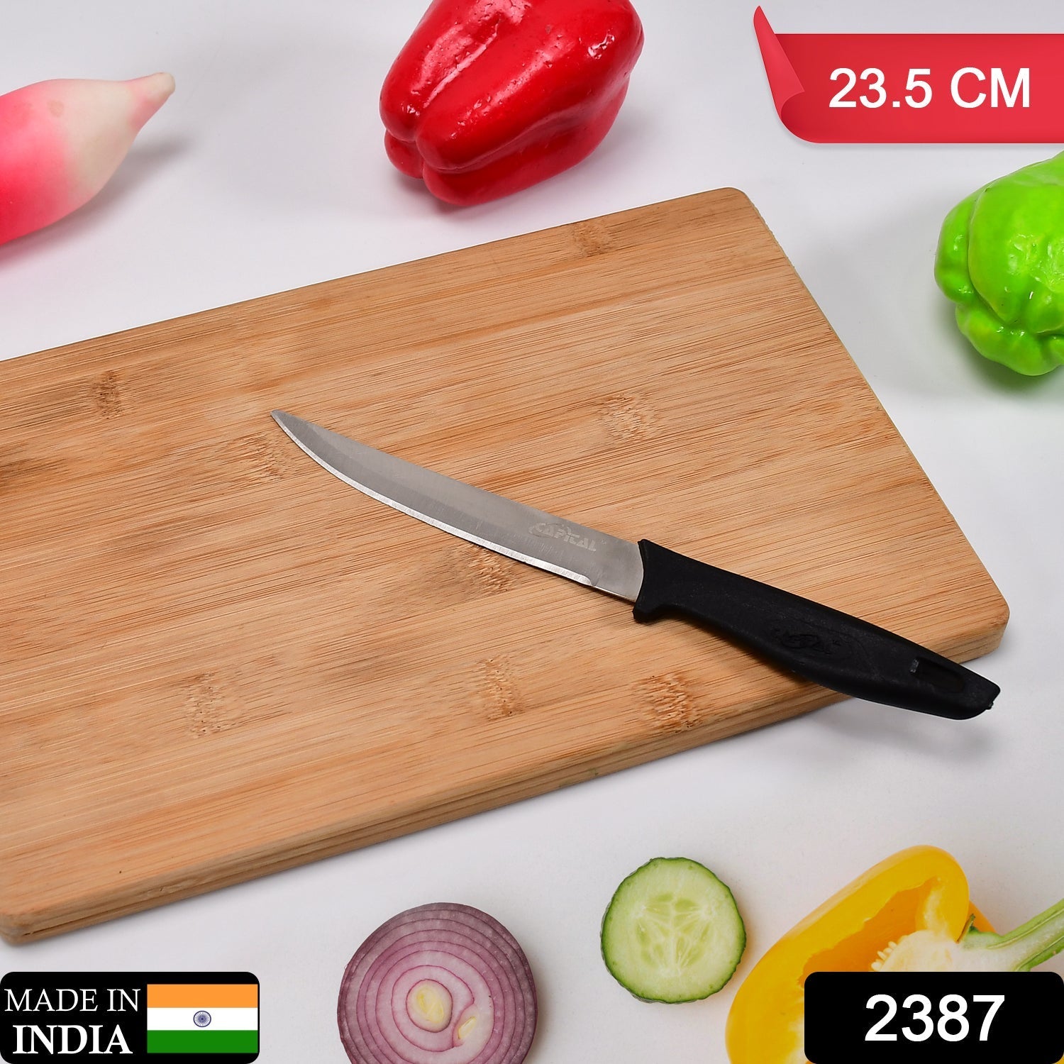 2387 Stainless Steel knife and Kitchen Knife with Black Grip Handle (23.5 Cm ) DeoDap