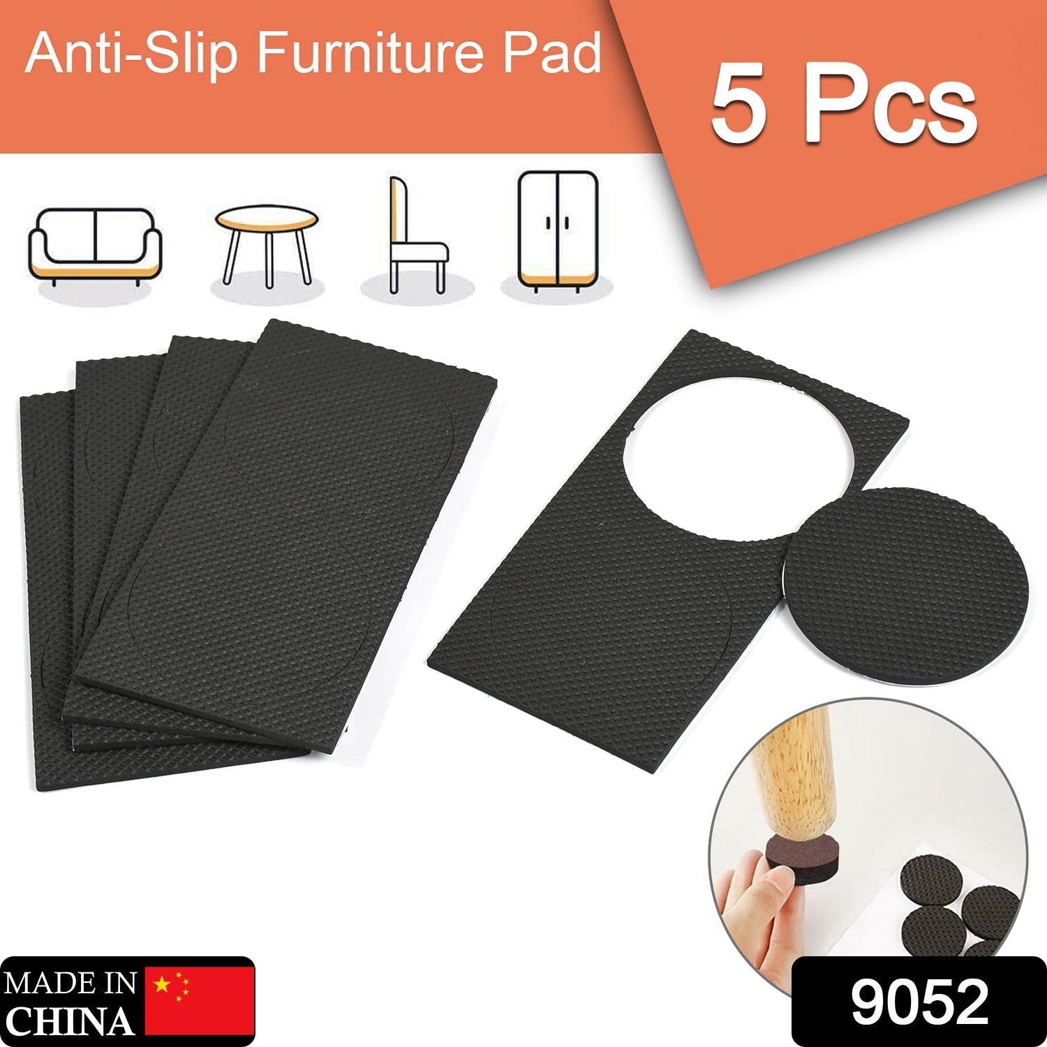 9052 Floor Protector Furniture Rubber Pads, Self Adhesive Floor Protectors Easy To Use Table Rubber Pads, Chair Rubber Pads For Home Use DeoDap