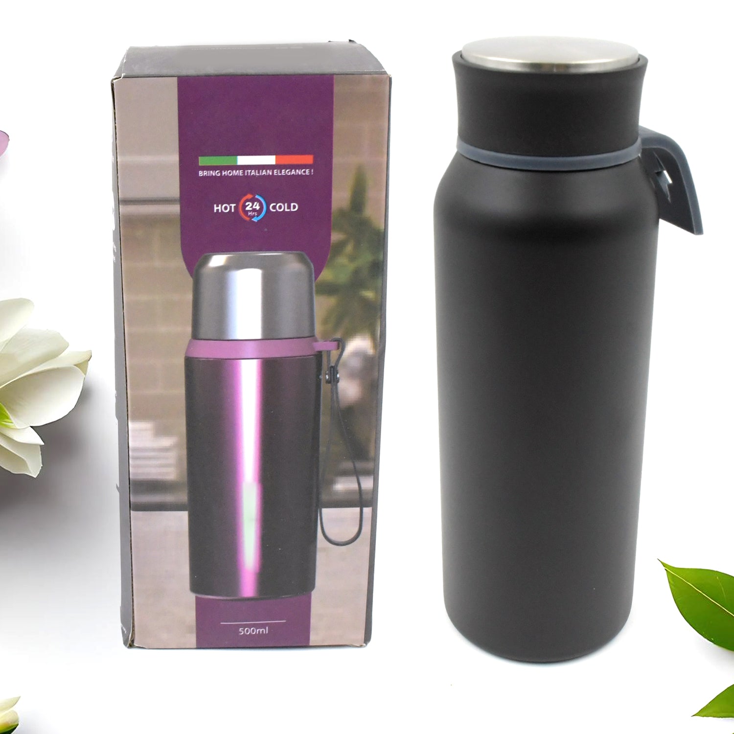 12525 Vacuum Stainless Steel Water Bottle With Carry Handle, Fridge Water Bottle, Leak Proof, Rust Proof, Cold & Hot | Leak Proof | Office Bottle | Gym | Home | Kitchen | Hiking | Trekking | Travel Bottle (500ML) Eshaan Traders