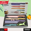 2948A Professional Colorful Kitchen Knives Set of 6 Pieces, Non-Stick Blades with High Carbon Stainless Steel, Sharp Kitchen Cutting Knives Set for Slicing, Paring and Cooking, Chef Kitchen Knives Set Eshaan Traders