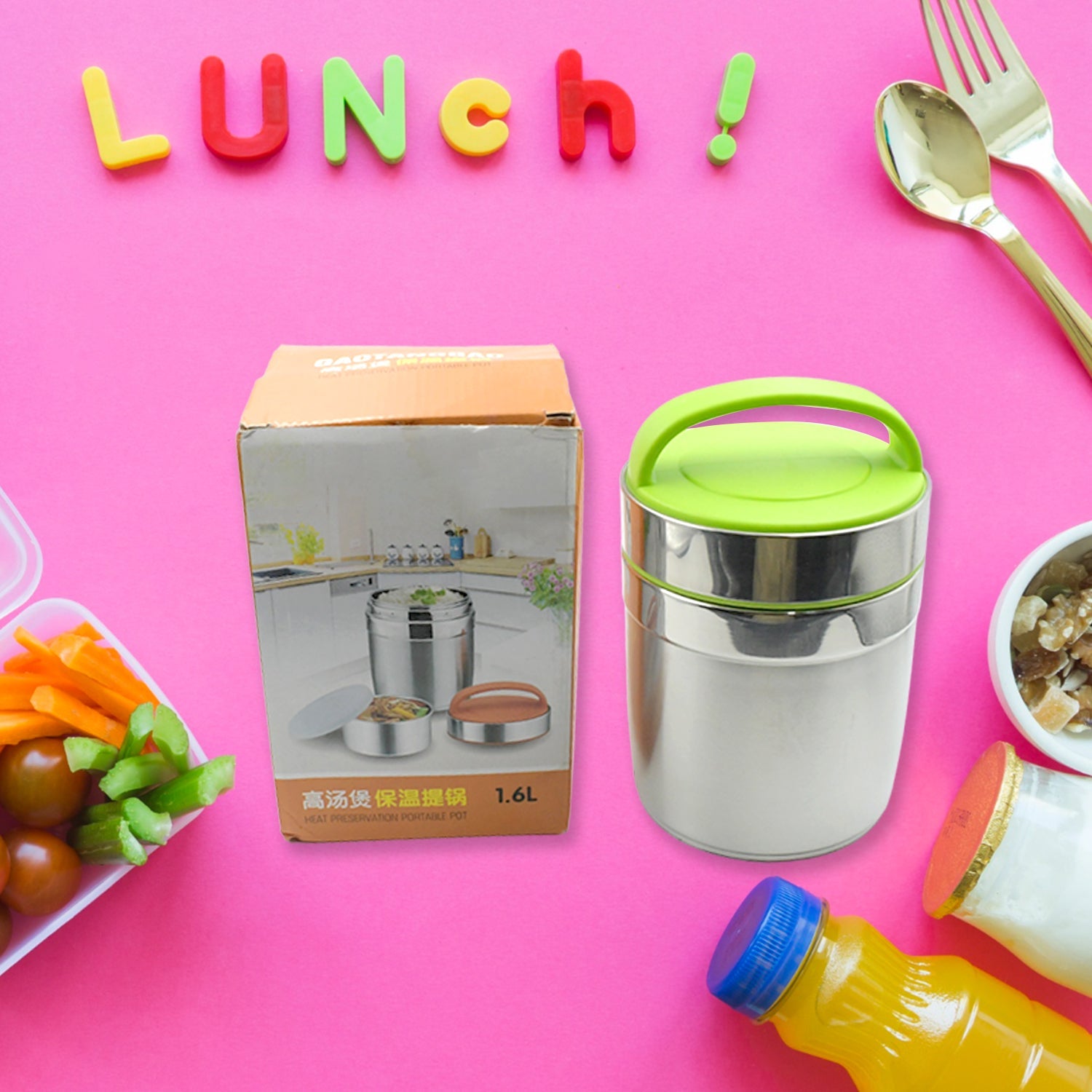 5514 LEAK-PROOF THERMOS FLASK FOR HOT FOOD, WARM SOUP CUP, VACUUM INSULATED LUNCH BOX, FOOD BOX FOR THERMAL CONTAINER FOR FOOD STAINLESS STEEL (1.6 L) Eshaan Traders