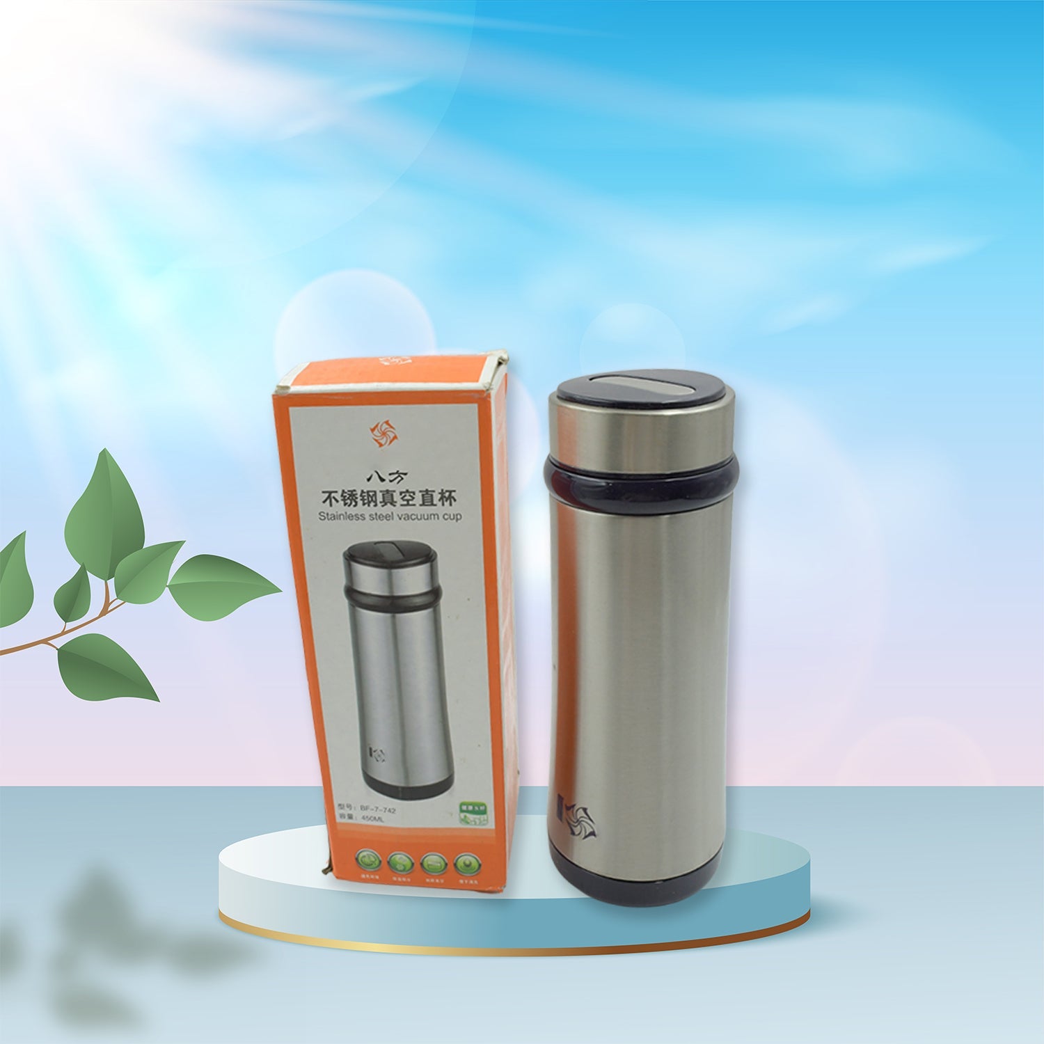 8376 Stainless Steel Water Bottle, Fridge Water Bottle, Stainless Steel Vacuum Cup, Leak Proof, Rust Proof, Cold & Hot Thermos steel Bottle| Leak Proof | Office Bottle | Gym | Home | Kitchen | Hiking | Trekking | Travel Bottle (450 ML) Eshaan Traders