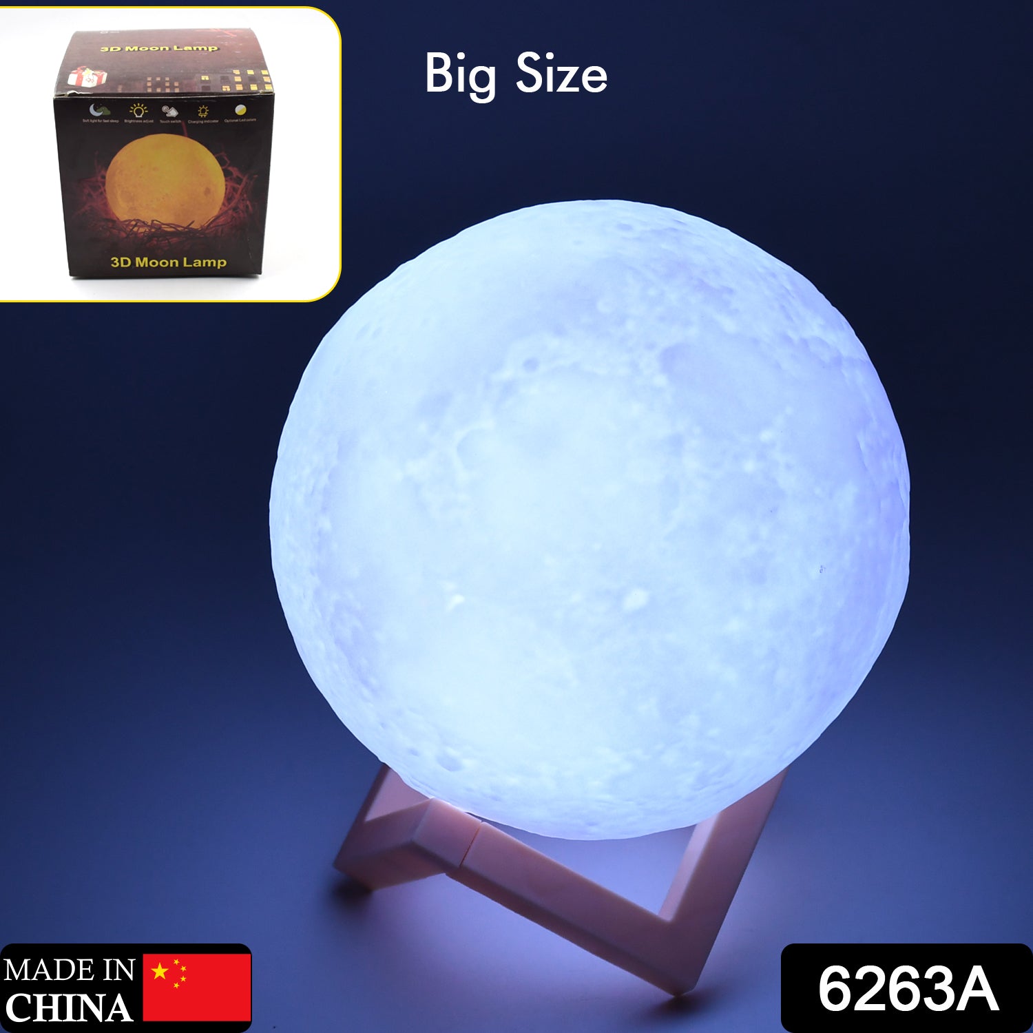 6263A Moon Lamp3D Printing LED Night Light Moon Light with Stand, Warm & Cool, USB Rechargeable for Kid Lover Birthday Day Gift Eshaan Traders