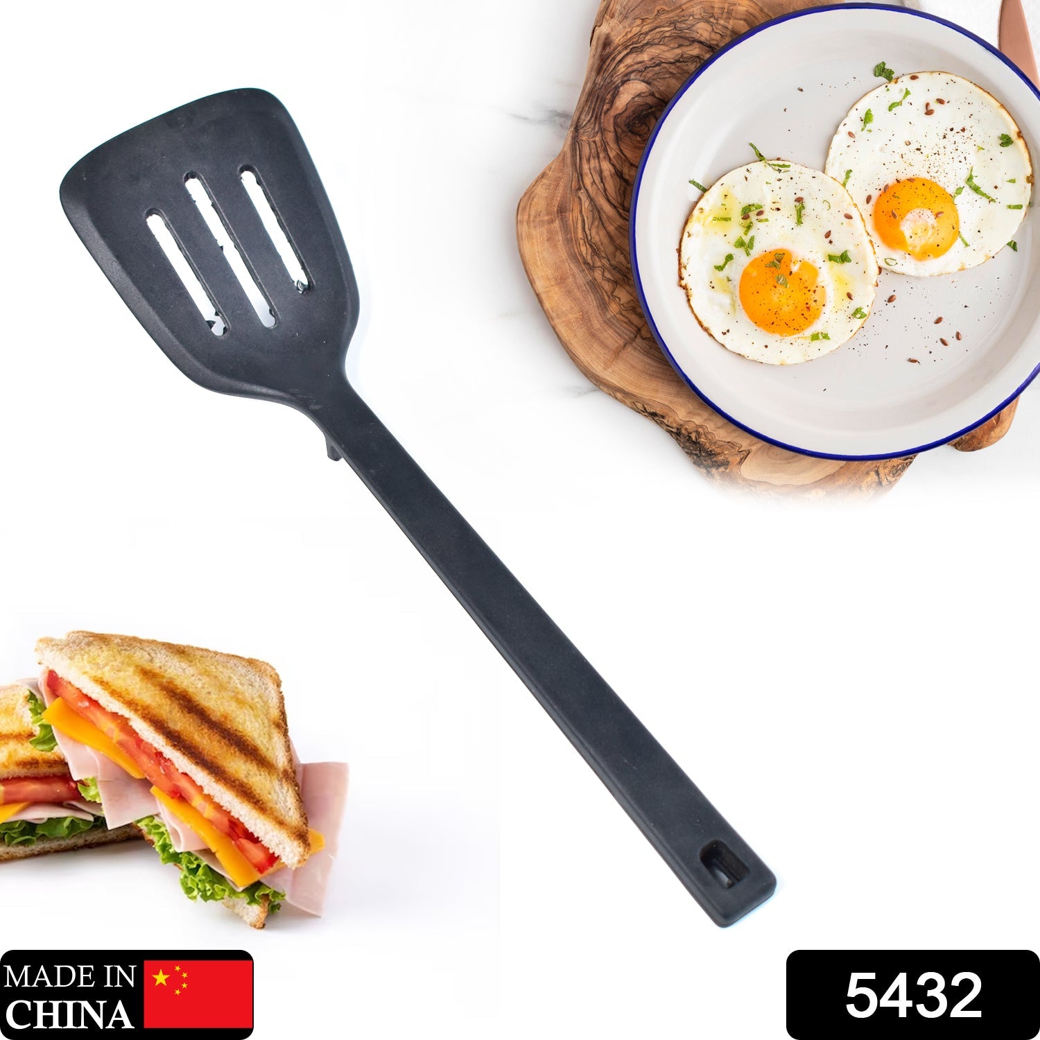 5432 Silicone Slotted Spatula, Non Stick Kitchen Turners, High Heat Resistant BPA Free Kitchen Utensils, Ideal Cookware for Fring Fish, Eggs, Meat (30cm) Eshaan Traders