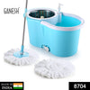 8704 Steel Spinner Bucket Mop 360 Degree Self Spin Wringing with 2 Absorbers for Home and Office Floor Cleaning Mops Set DeoDap