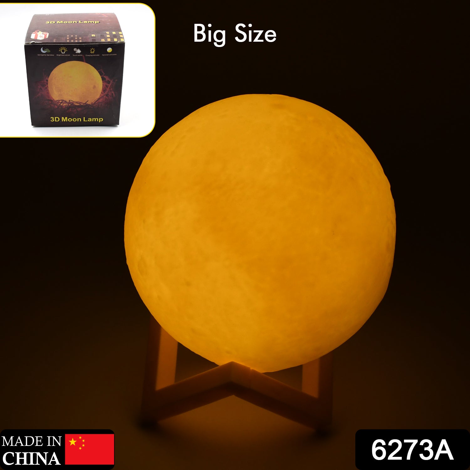 6273A true home Moon Night LAMP with Wooden Stand Night LAMP for Bedroom Eshaan Traders