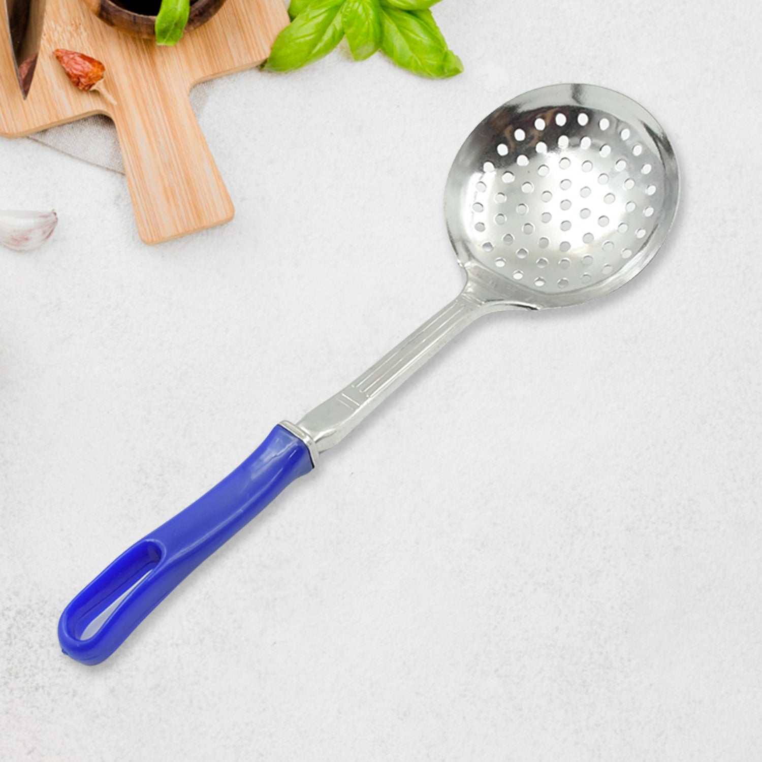 Colander Spoon, Non Slip Hand Polished Thickened Hot Pot Spoon for Kitchen for Restaurant, Stainless Steel Cooking Colander Skimmer Slotted Spoon Kitchen Strainer Ladle with Long Handle for Kitchen Cooking Baking (35 Cm & 34Cm) Eshaan Traders