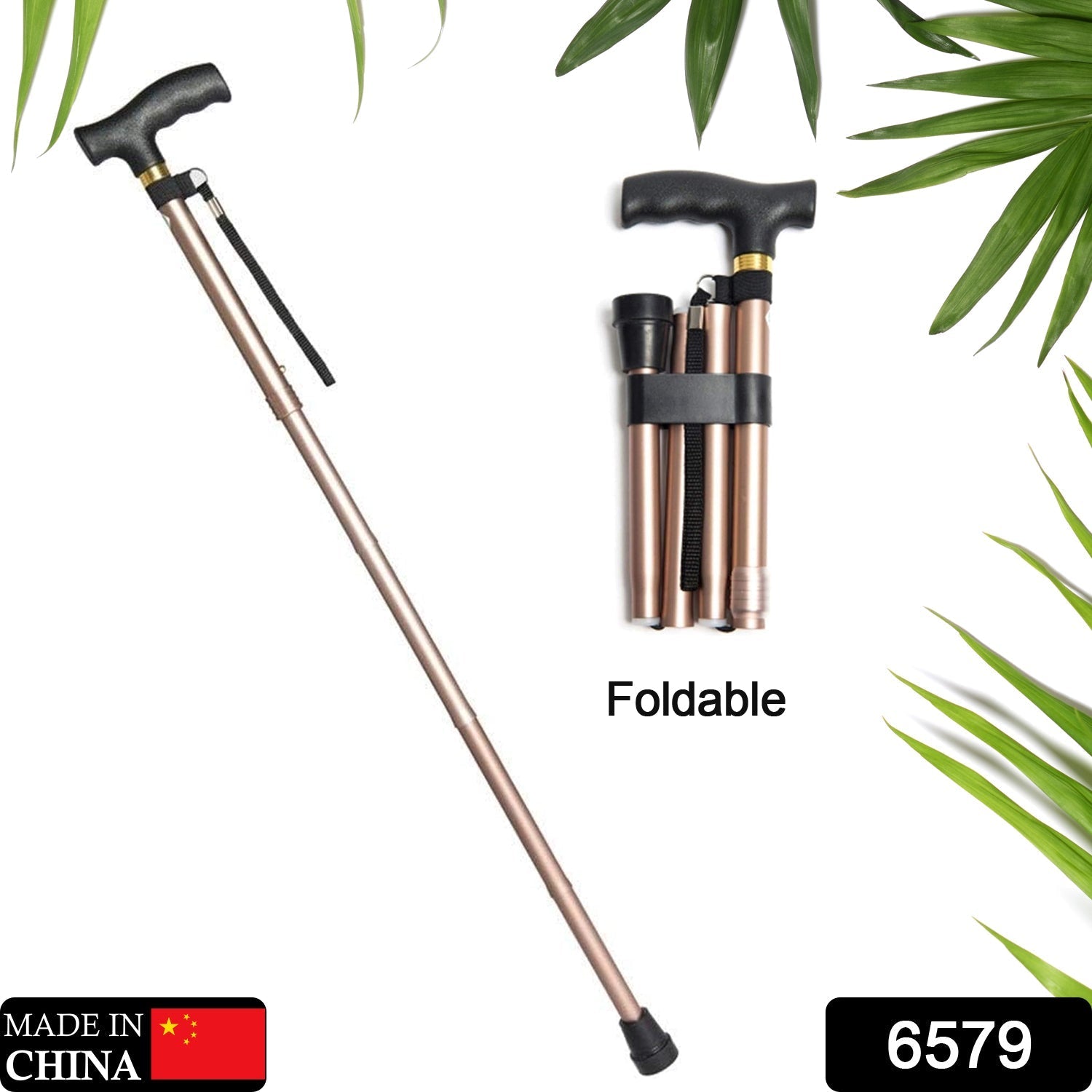 6579 Foldable Walking Cane for Men, Women - Fold-up, Collapsible, Lightweight, Adjustable, Portable Hand Walking Stick - Balancing Mobility Aid - Sleek, Comfortable T Handles Eshaan Traders