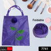 7741 Foldable Bag Cute Rose Shape Cover Reusable bag Naylon Bag Nylon Shopping Carry Bags Large Reusable Foldable Bag, Eco Friendly Shopping, Folds to Pocket Size, Tote Grocery Shoulder Handbag Travel Bag (1Pc) Eshaan Traders