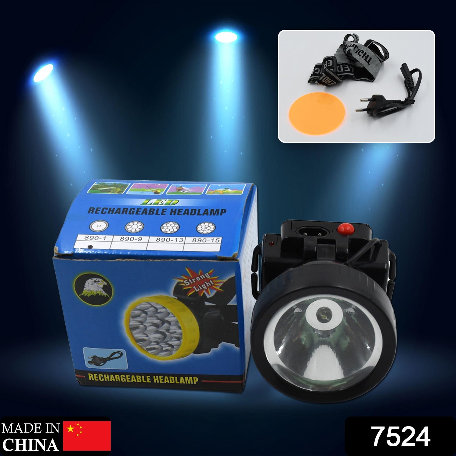 7524 HEAD LAMP 1 LED LONG RANGE RECHARGEABLE HEADLAMP ADJUSTMENT LAMP USE FOR FARMERS, FISHING, CAMPING, HIKING, TREKKING, CYCLING Eshaan Traders