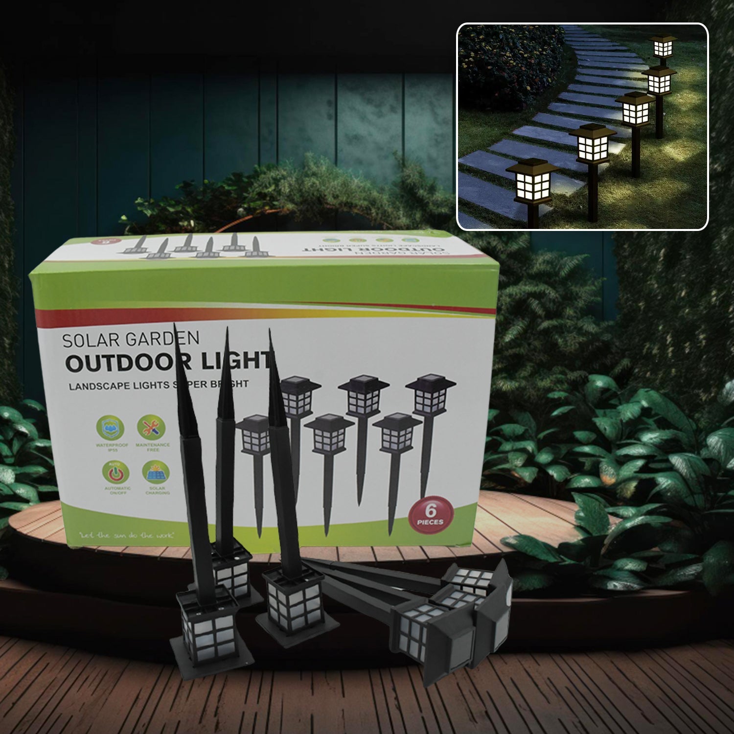 1493 Big Solar Outdoor Lights, 6 Pack Waterproof Solar Pathway Lights, 10 Hrs Long-Lasting LED Landscape Lighting Solar Garden Lights, Solar Lights for Walkway Path Driveway Patio Yard & Lawn (6 Pc Set) Eshaan Traders