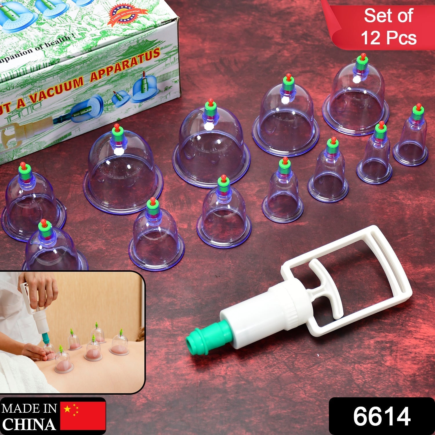 6614 12pcs Cups Vacuum Cupping Kit Pull Out a Vacuum Apparatus Therapy Relax Massagers Curve Suction Pump DeoDap