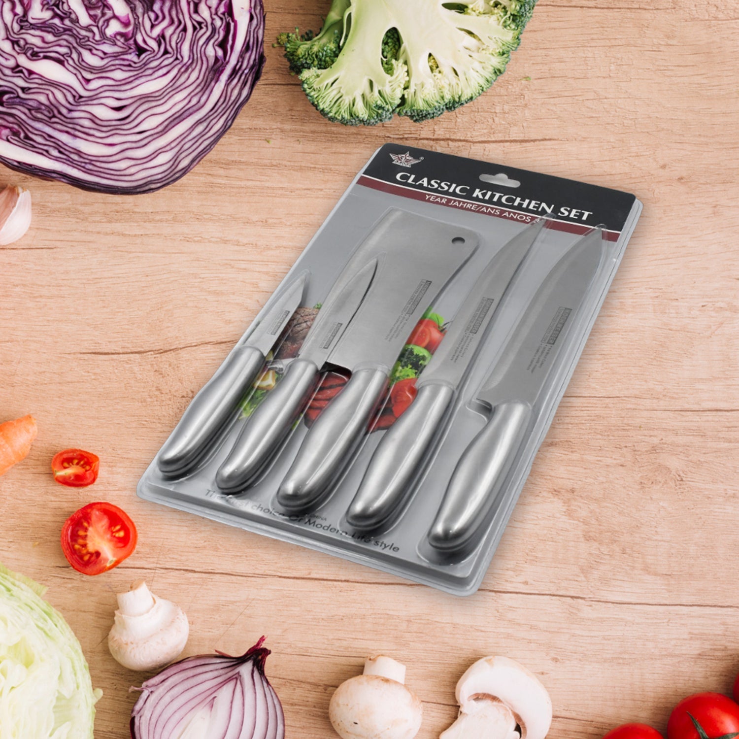 5973 Big Size Professional Sharp Durable Quality Pack of 5 Kitchen Knives Set Basic Kitchen Tools-Stainless Steel Kitchen Gadgets (5 Pc Set) Eshaan Traders