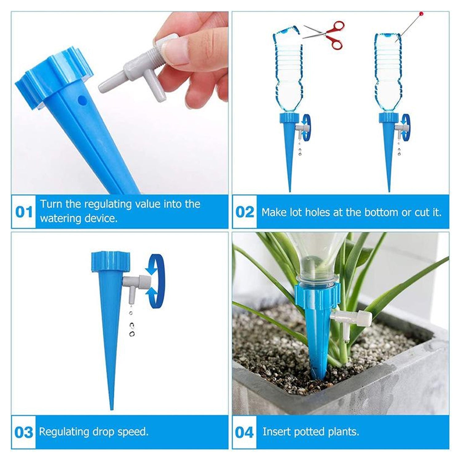 Plant Watering Spikes self Watering Spikes Water dripper for Plants, Adjustable Plant Watering Devices with Slow Release Control Valve Switch Eshaan Traders