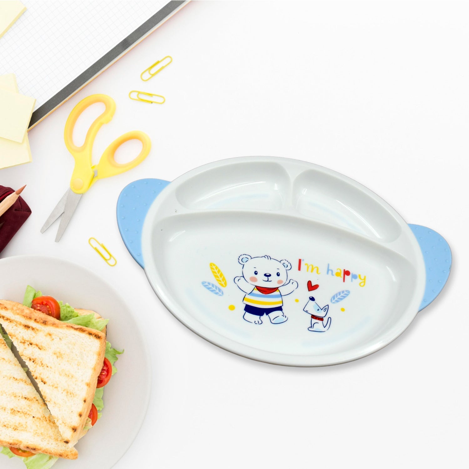 8176 5in1 Baby Feeding Set for Kids and Toddlers,Children Children Dinnerware Set - Feeding Set for Kids, Cartoon Design Plate, Cup, Spoon, Fork  Tableware Cutlery for Kids Microwave & Dishwasher Safe (5 Pcs Set) Eshaan Traders