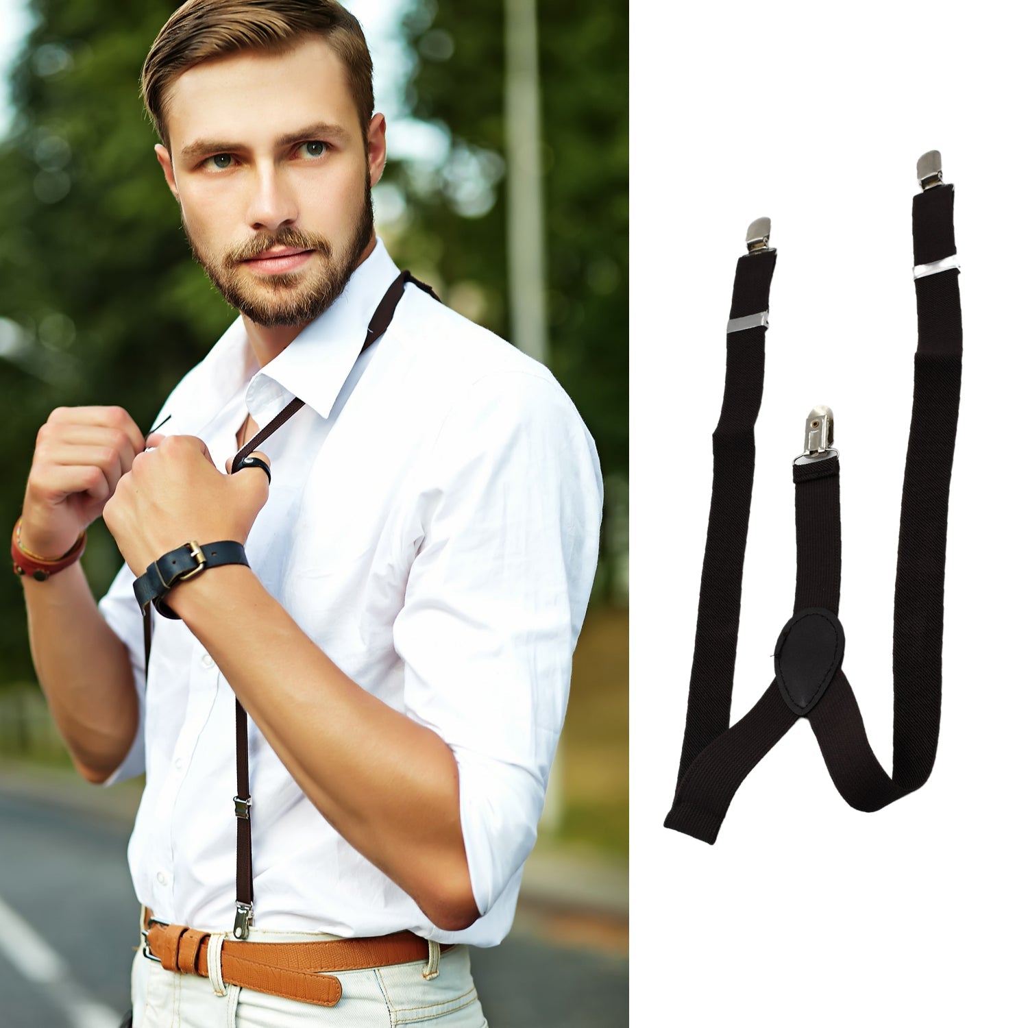 7300 Suspenders Adjustable - Elastic Y Shape Soild Color Suspender Metal Clip Elastic Casual and Formal Suspenders for MEN boys women girls Eshaan Traders