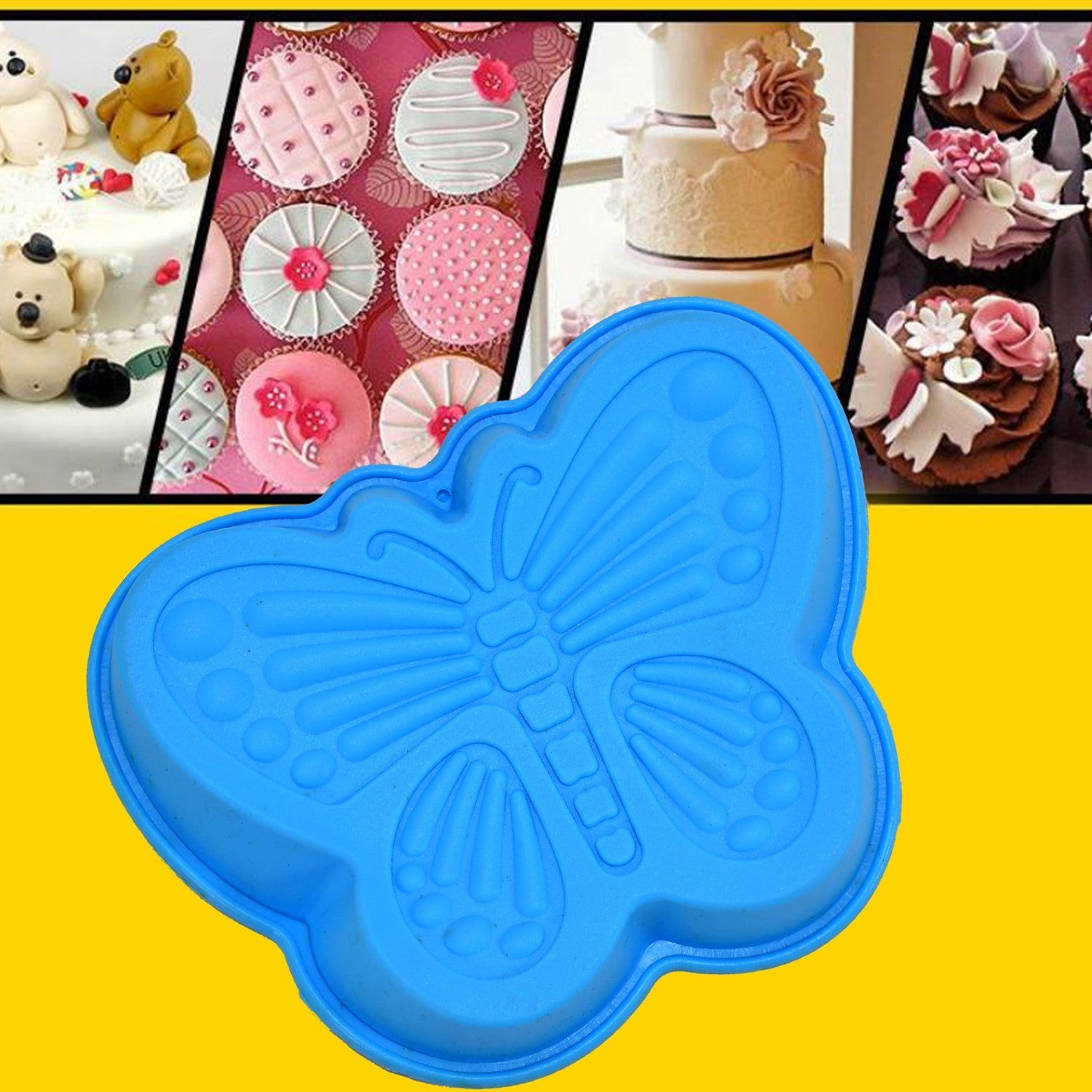 2679 Butterfly Shape Cake Cup Liners I Silicone Baking Cups I Muffin Cupcake Cases I Microwave or Oven Tray Safe I Molds for Handmade Soap, Biscuit, Chocolate, Muffins, Jelly – Pack of 4 Eshaan Traders