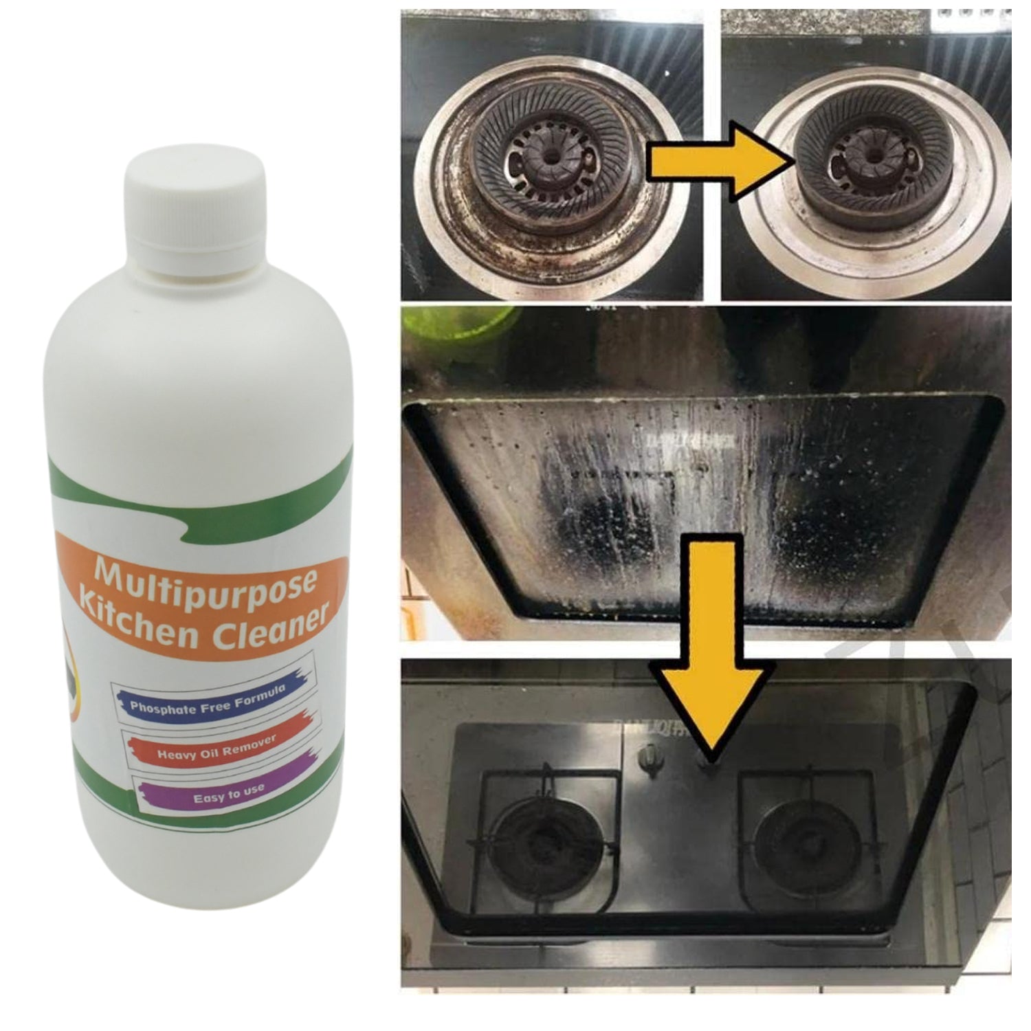 0310 Kitchen Cleaner Spray Oil & Grease Stain Remover Stove & Chimney Cleaner Spray Non-Flammable Nontoxic Magic Degreaser Spray for Kitchen Gas Stove Cleaning Spray (Approx 500ML) Eshaan Traders