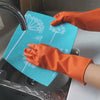 0621 Multipurpose Rubber Reusable Cleaning Gloves, Reusable Rubber Hand Gloves I Latex Safety Gloves I for Washing I Cleaning Kitchen I Gardening I Sanitation I Wet and Dry Use Orange Gloves (1 Pair 40 Gm) Eshaan Traders