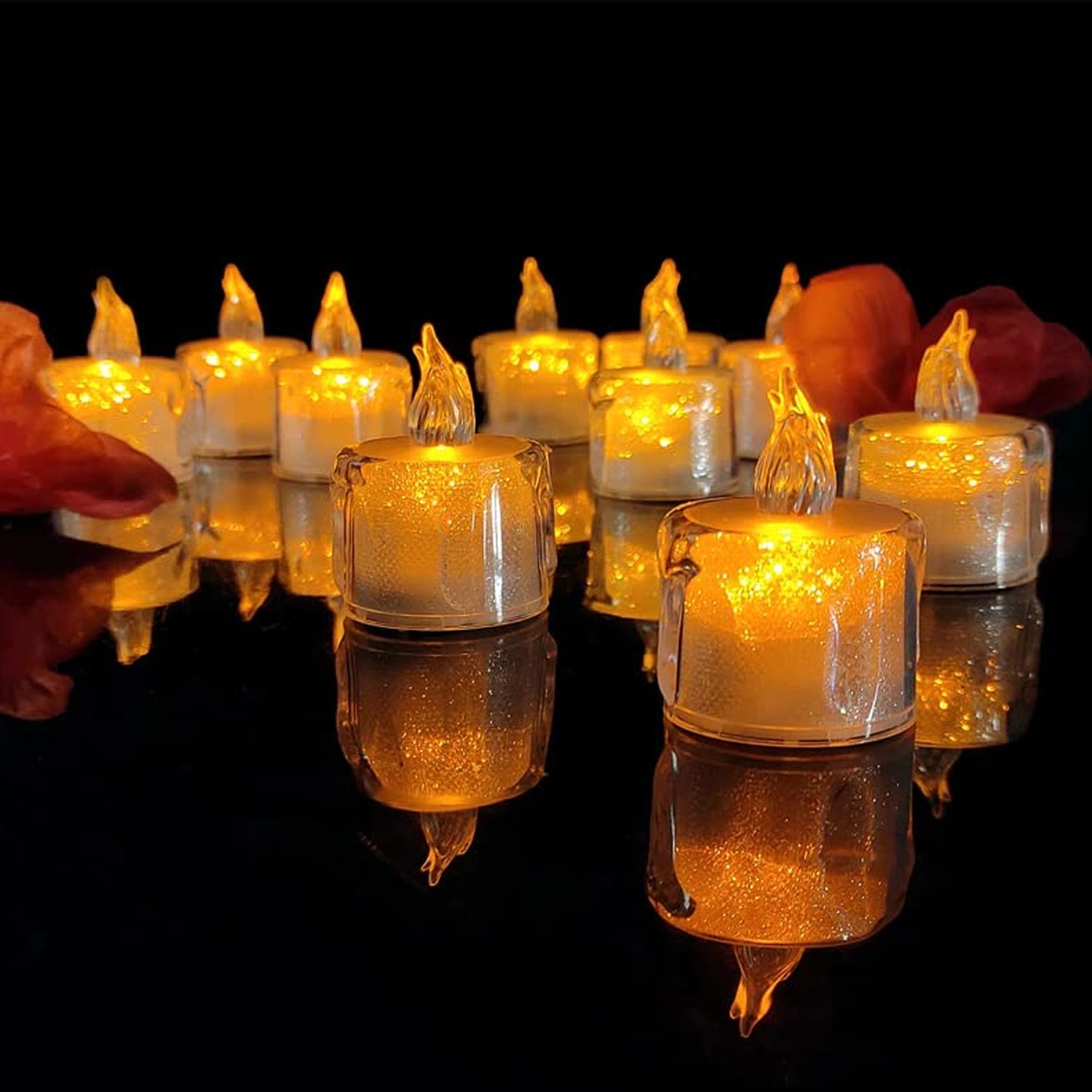 12 Pcs Flameless and Smokeless Decorative Acrylic Candles Transparent Led Tea Light Candle for Gifting, House, Diwali, Christmas, Festival, Events Decor Candles Eshaan Traders