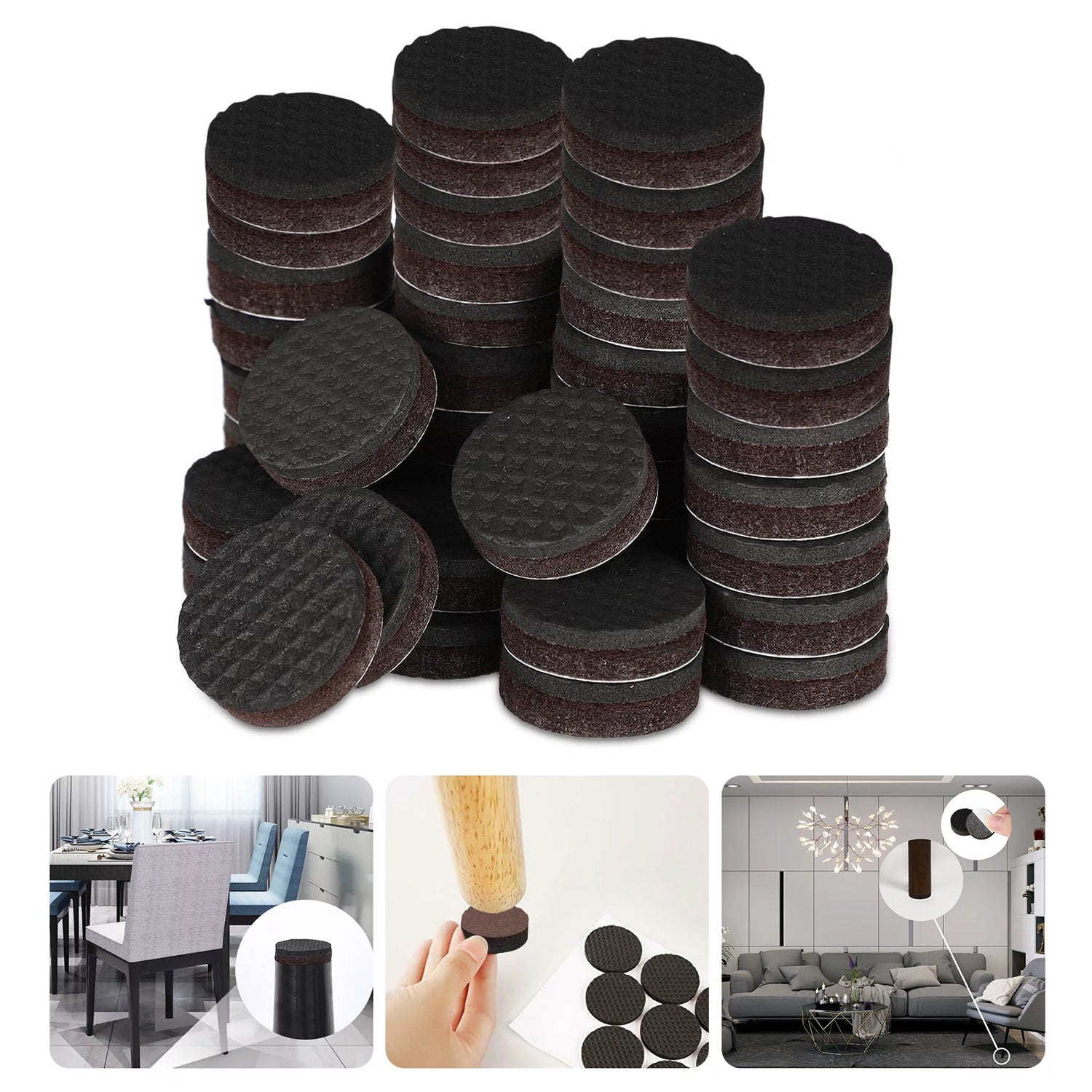 1767 Round Self Adhesive Rubber Pads for Furniture Floor Scratch Protection (pack of 18) DeoDap