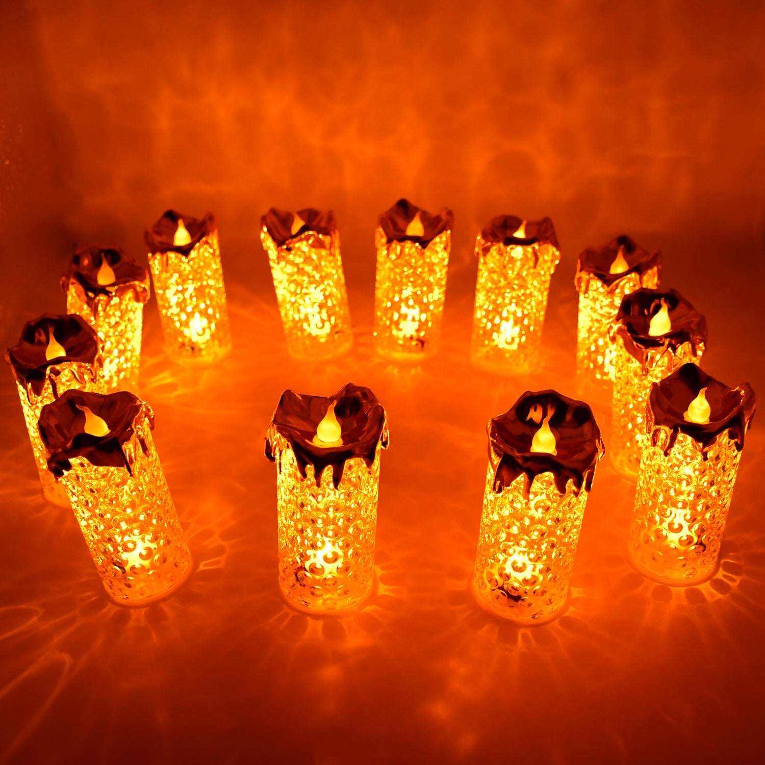 8441 Gold Flameless Candles LED Light Flameless and Smokeless Decorative, Candles Led Tea Light Candle Perfect for Gifting, Home, Diwali,Wedding, Christmas, Crystal Candle Lights, Table Decorations (12 Pc MOQ) Eshaan Traders