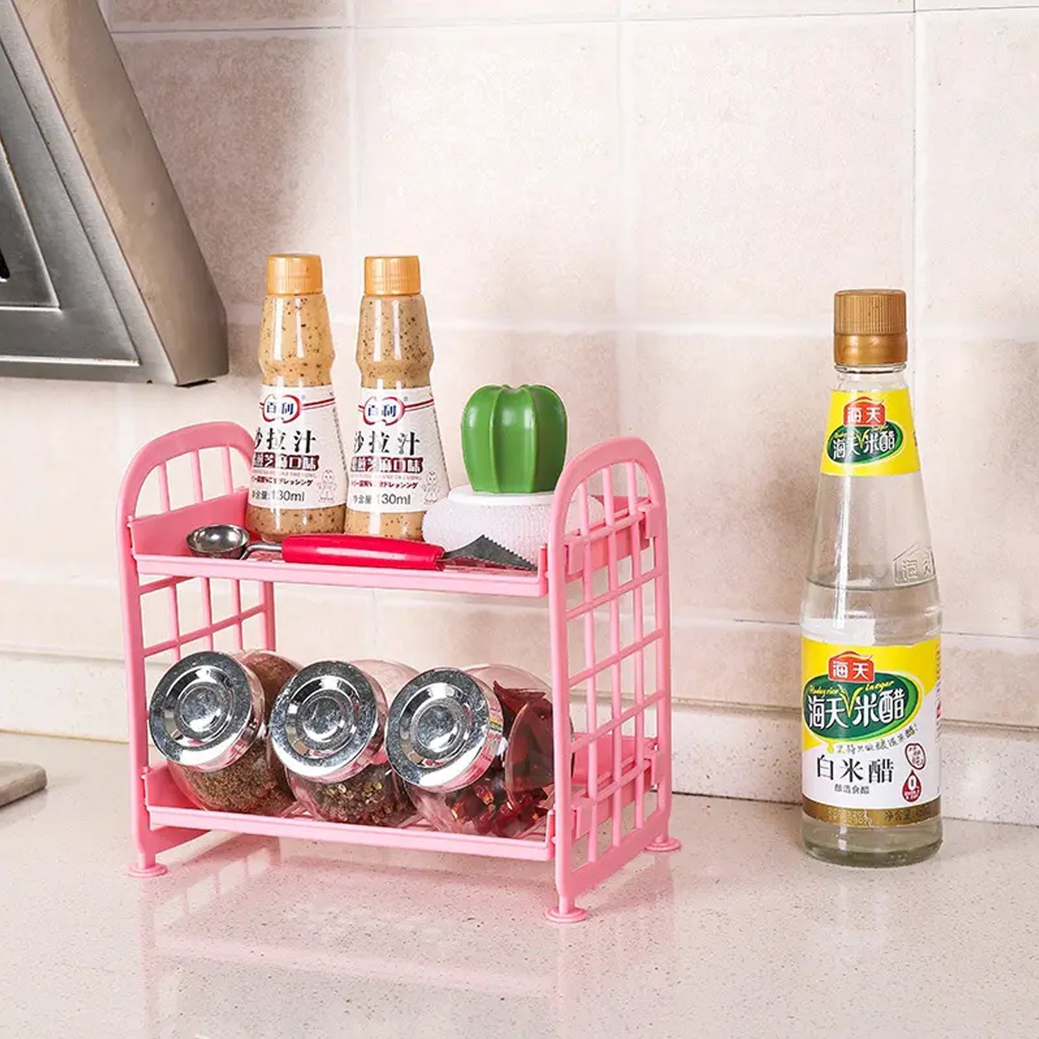 7942 2Layer Foldable Plastic Small Storage Shelf, Bathroom Shelves Shower Candy Corner Rack Kitchen Shelf Organizer Eshaan Traders