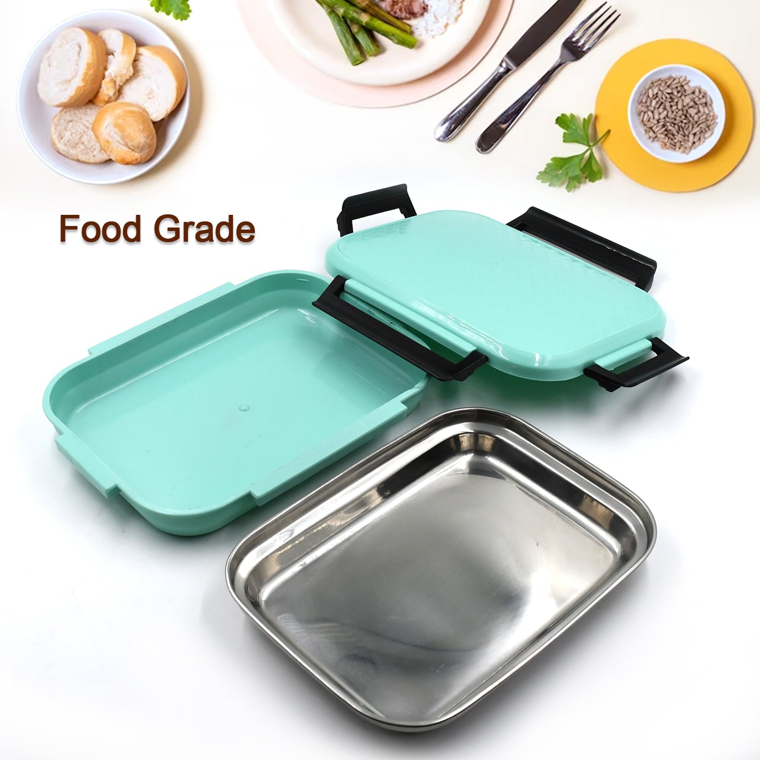 5366 Plastic Insulated Airtight Leak-Proof Lunch Box With small lunch box, Stainless Steel Plate for Office, School, Picnic Eshaan Traders