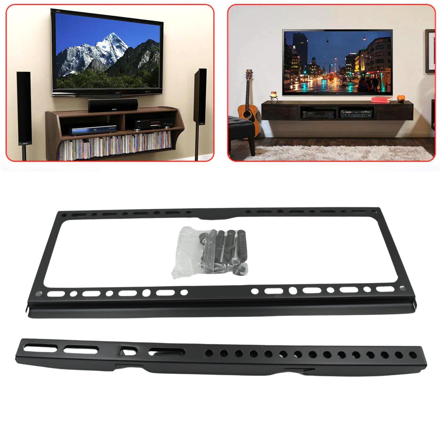 1549 TV Wall Bracket Mount Slim Monitor Stand for 26 x 63, LCD LED 3D plasma Flat TVs Full Motion Heavy-Duty Wall Bracket, Sturdy and Strong Flat Screen Design TV Wall Mount (46cmx20cm) Eshaan Traders