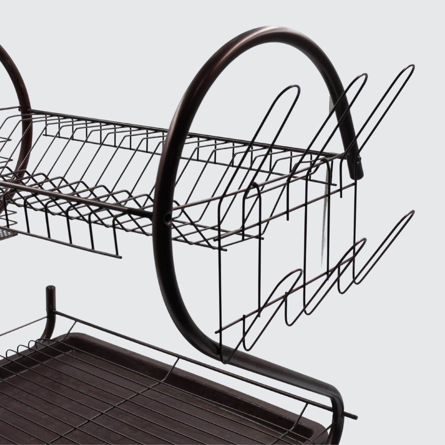 5950 2 Tier Dish Drying Rack Stainless Steel Large Dish Plate Rack Metal Strainer Dryer Racks Two Tier Dishes Drainer and Drain Tray with Utensil Eshaan Traders