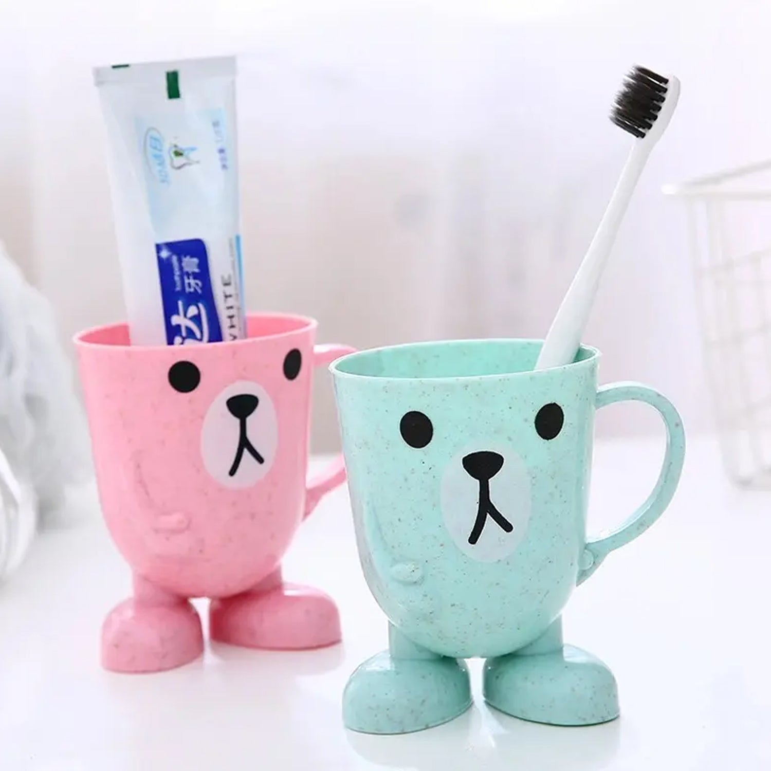 4101 Toothbrush Holders Mouthwash Cup Milk Cup with Handle Breakfast Mug Drink Teeth Washing for Children's Stereo Base Household Brushing Cup Eshaan Traders