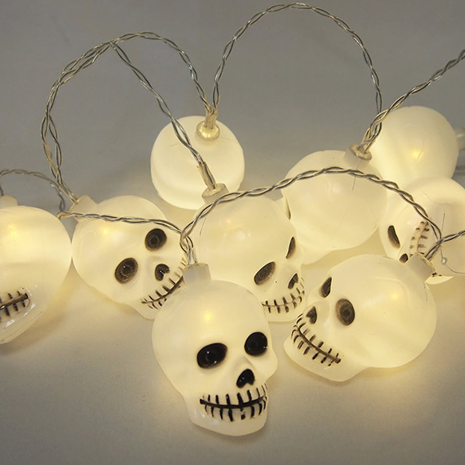 8420 Halloween Decoration Outdoor Indoor Skeleton Head 16 Skulls String Light Set Blow Mold, Decoration Lights Fairy Lights Led Garlands Halloween Decor Garland Decor Wreath Pumpkin Eshaan Traders