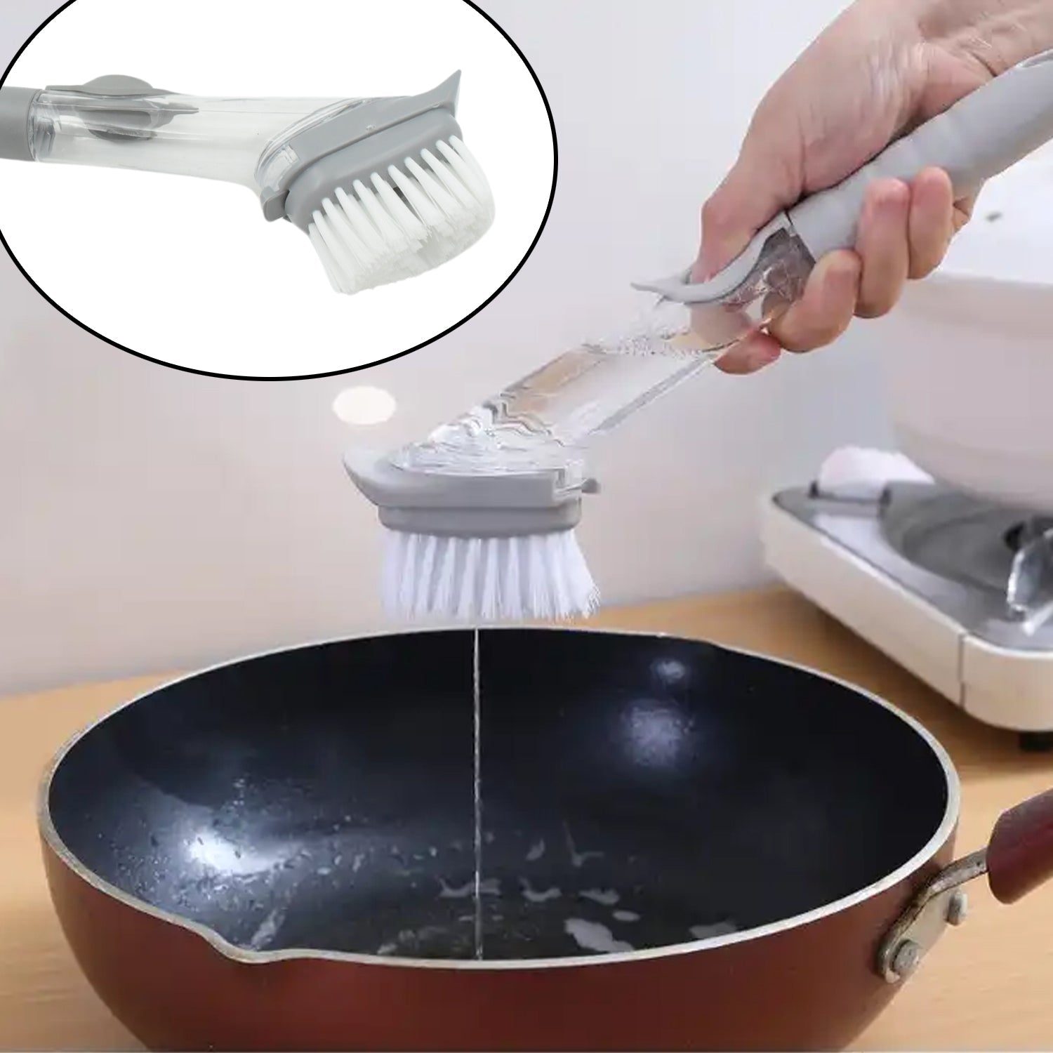 Home & Kitchen Cleaning Brushes, Scrubber, Soap Dispenser Scrub Brush for Pans Pots and Bathtub Sink (5 In 1 / 2 In 1) Eshaan Traders