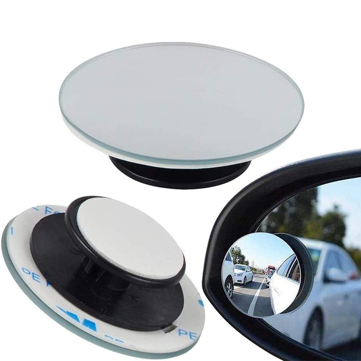 1512 Blind Spot Round Wide Angle Adjustable Convex Rear View Mirror - Pack of 2 Eshaan Traders