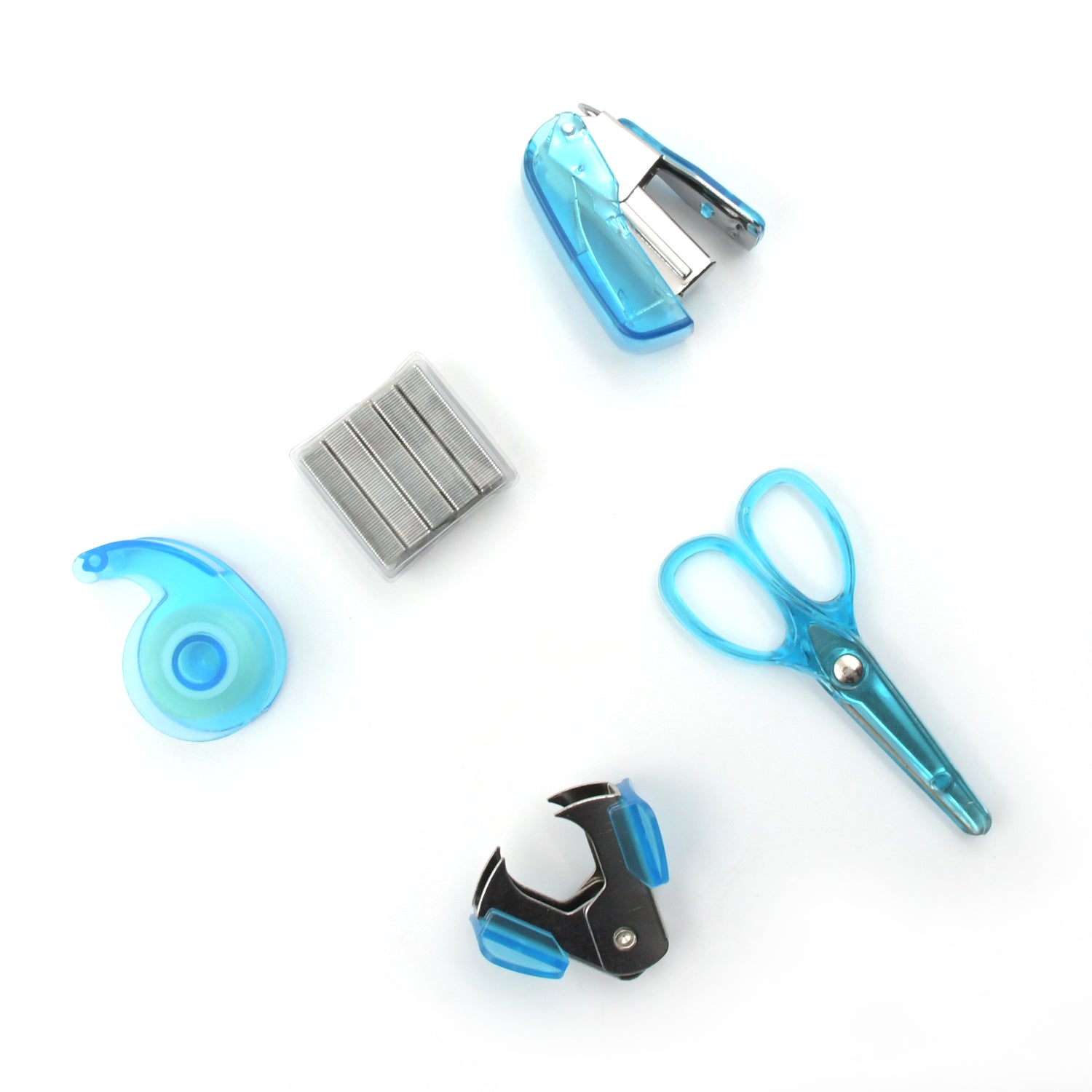 4143 Mini Office Stationery Set, Including Stapler, Scissors, Paper Clips, Tape Dispenser, Transparent Tape, And Staples Eshaan Traders