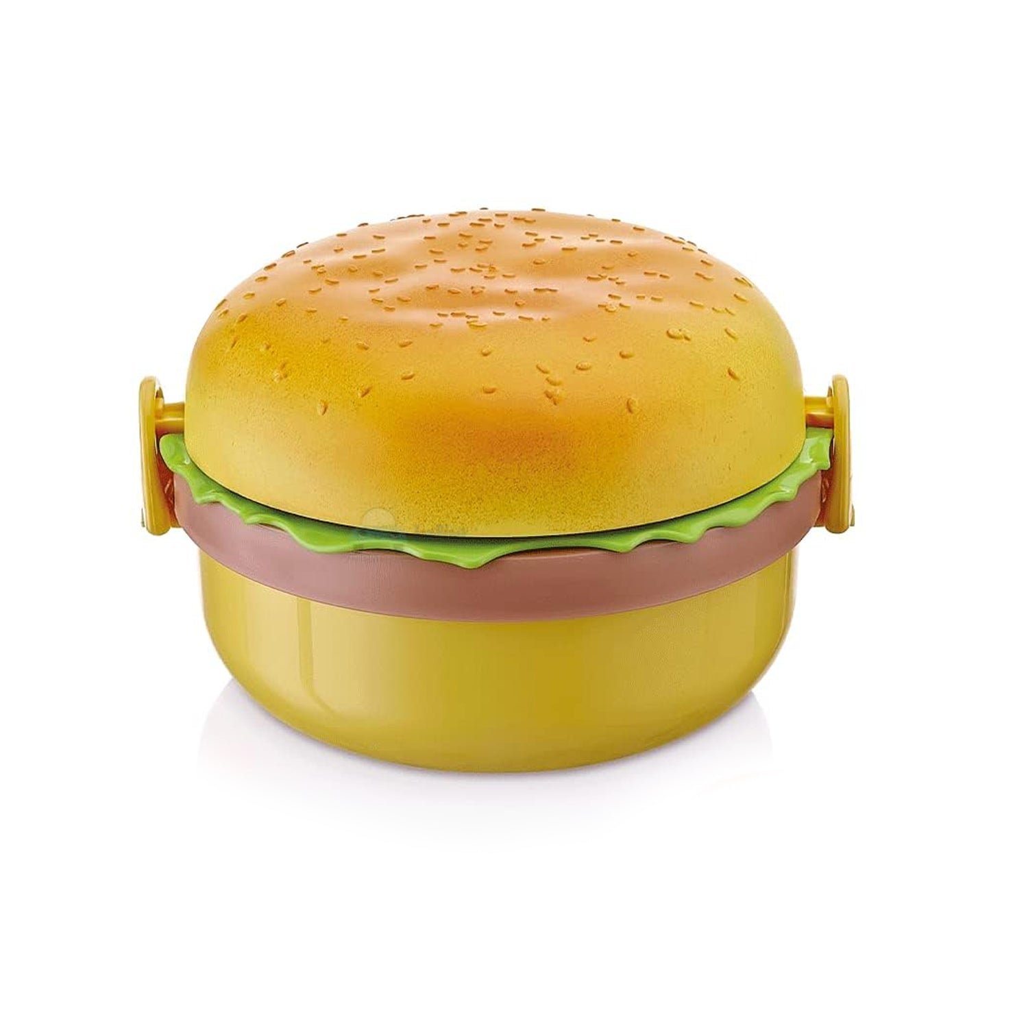 5313 Burger Shape Lunch Box Plastic Lunch Box Food Container Sets Double Layer Lunchbox 1000ml With 2 Spoon Applicable to Kids and Elementary School Students Eshaan Traders