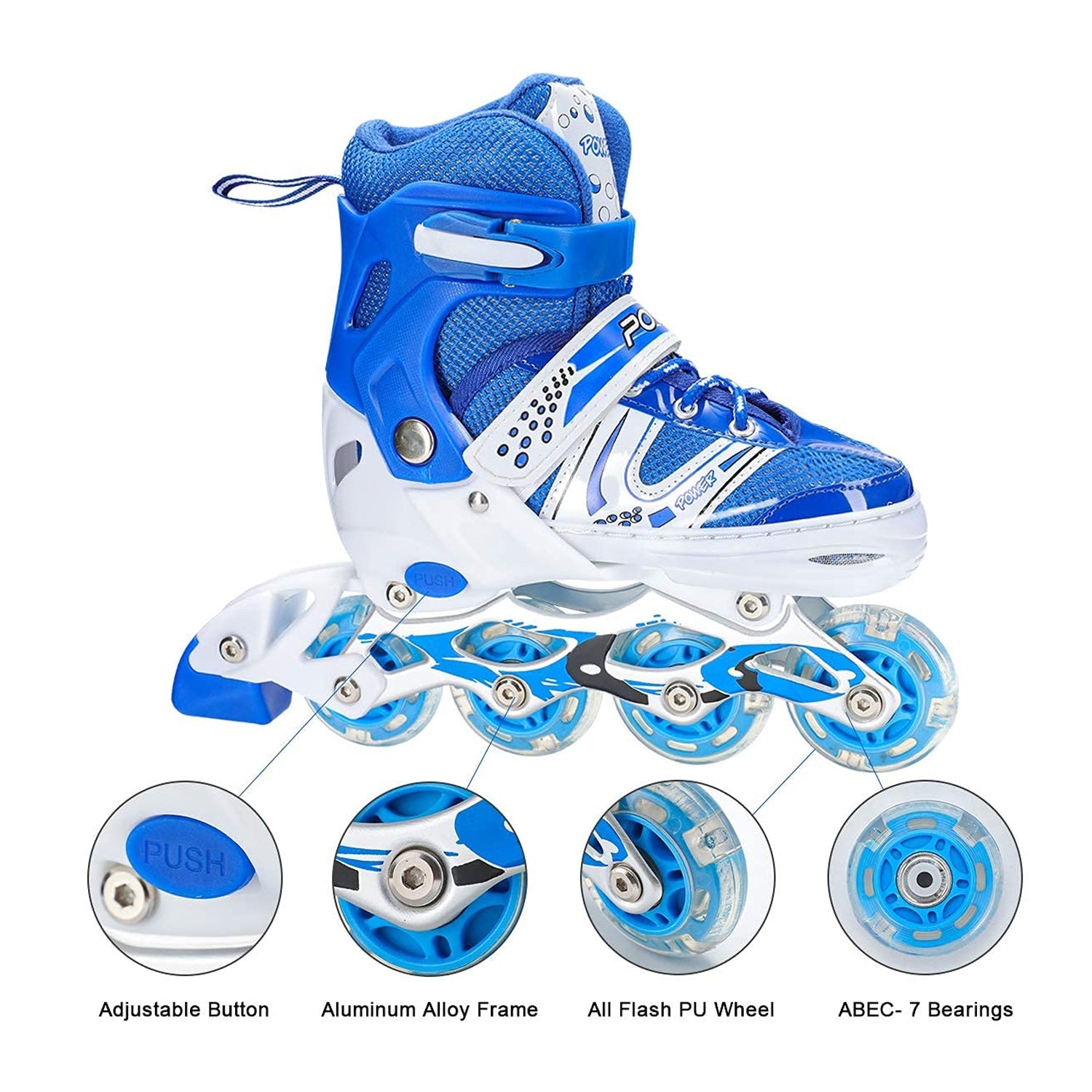 7554  Inline Skates With Led Flashing Light Wheel With Adjustable Length Skate Premium High Quality Skates Pair (Roller Skate) Eshaan Traders