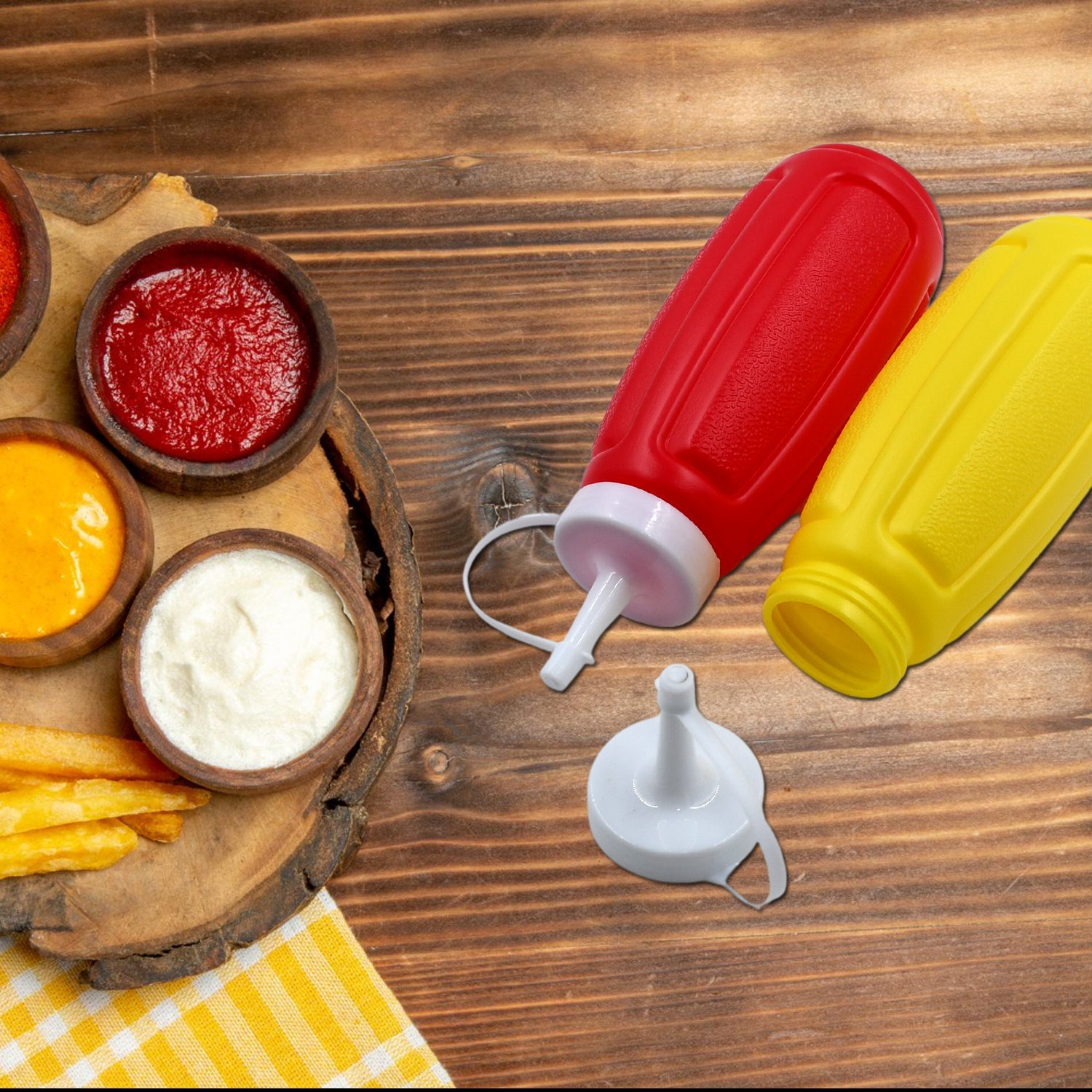 5946 Plastic Squeeze Bottle Ketchup Mustard Honey Sauce Dispenser Bottle ( 2 Pc Set ) Eshaan Traders