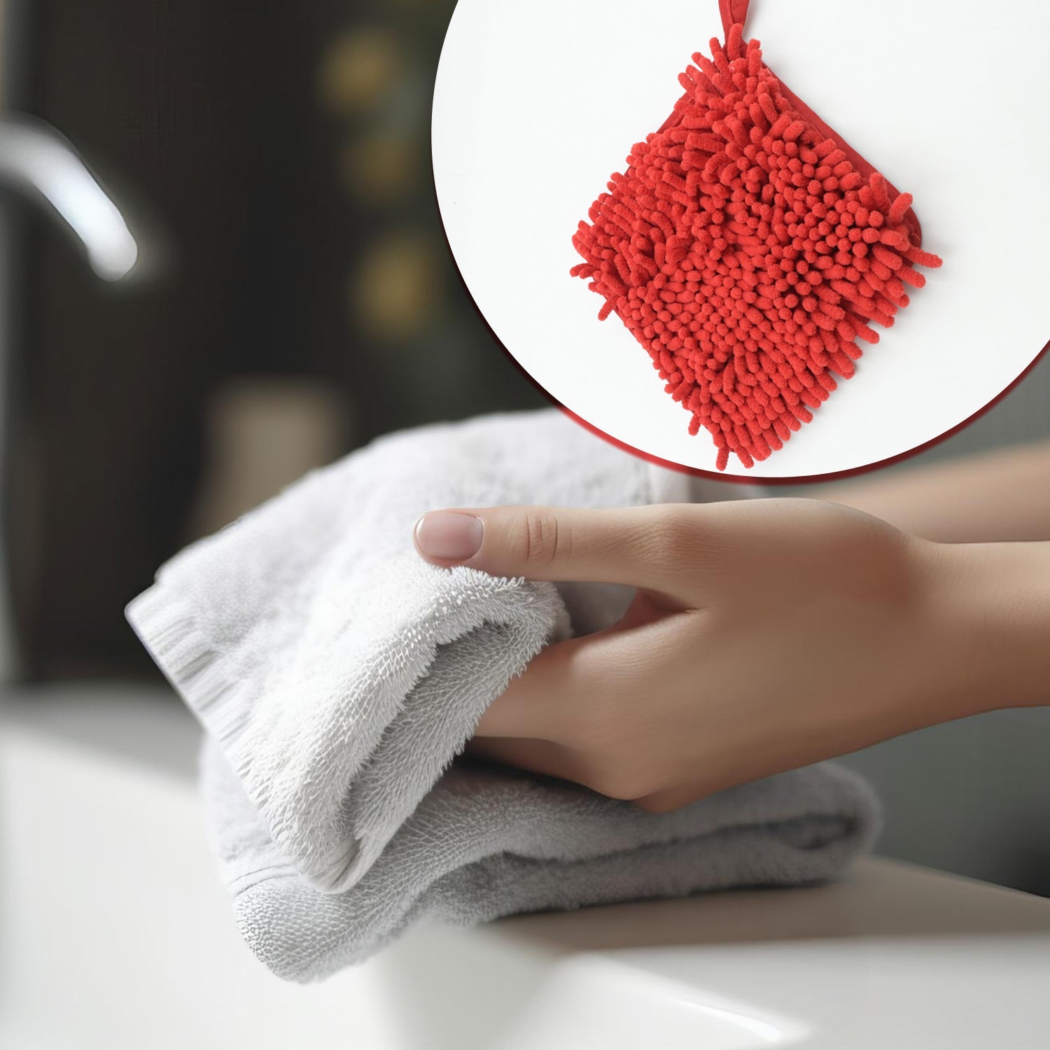 7806 Super Soft Cute Hanging Hand Towel for Kitchen and Bathroom | Ultra Absorbent Thick Coral Velvet Hand Towels with Hanging Loop Fast Drying Microfiber Eshaan Traders