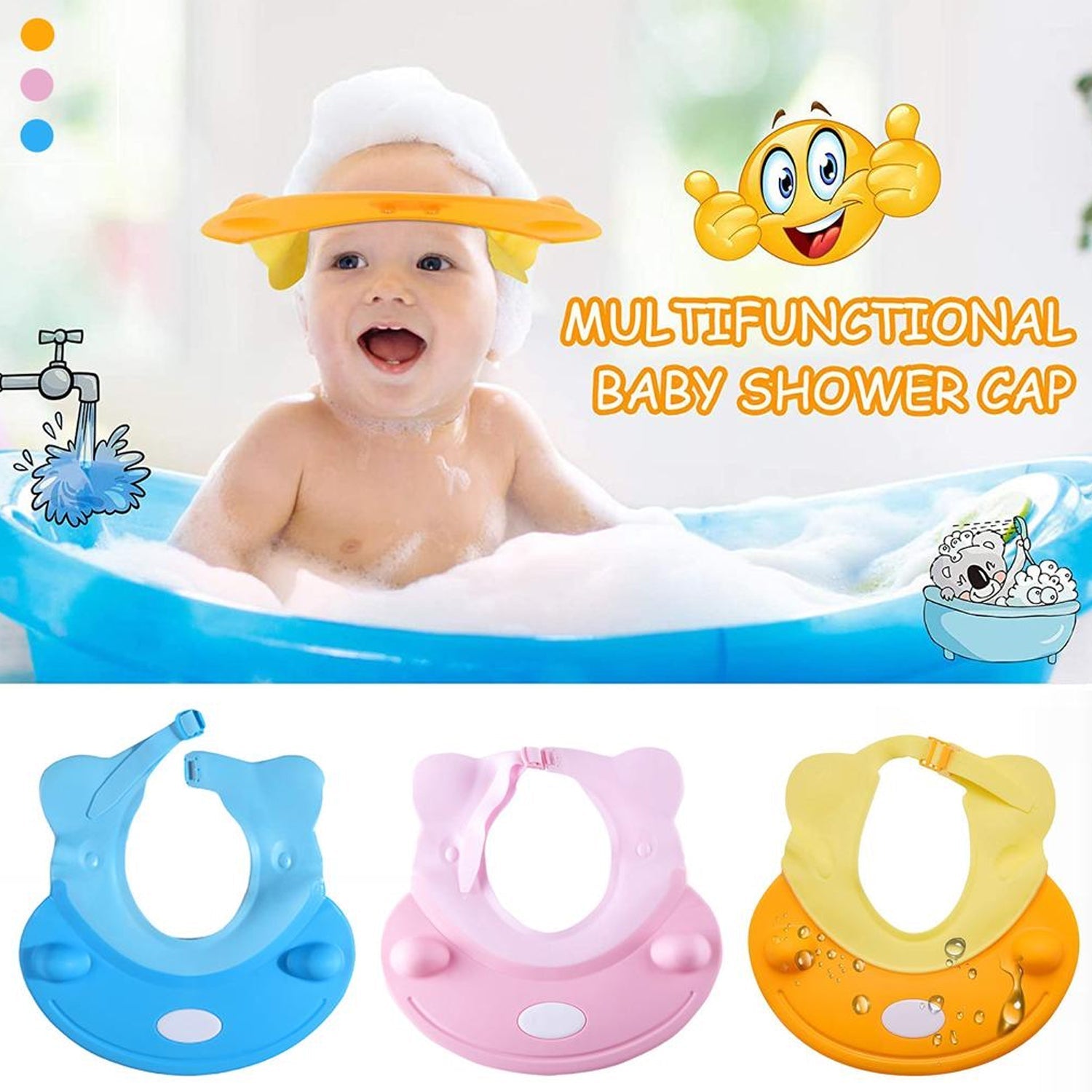 6641 Silicone Baby Shower Cap Bathing Baby Wash Hair Eye Ear Protector Hat for New Born Infants babies Baby Bath Cap Shower Protection For Eyes And Ear. Eshaan Traders