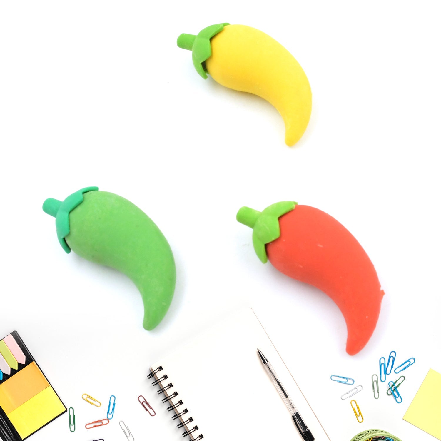 4626 3D Fancy & Stylish Colorful Chili Shape Erasers, Mini Eraser Creative Cute Novelty Eraser for Children Eraser Set for Return Gift, Birthday Party, School Prize, (3 pc Set) Eshaan Traders