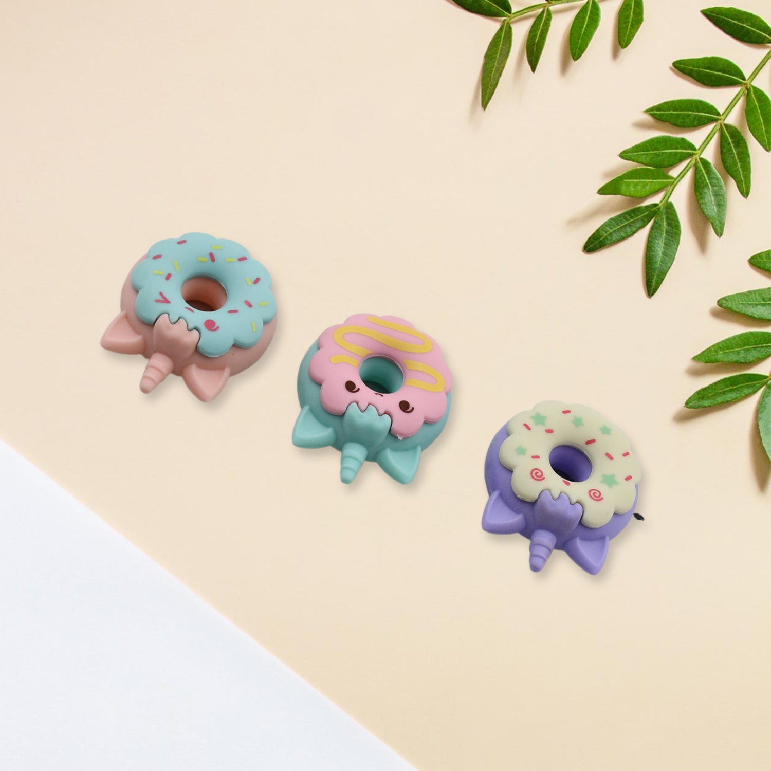 4573 Tree Small Sized Cartoon Themed Non-Toxic Donut Erasers, School Stationery | for Kids - Boys & Girls | Birthday Gift |Return Gift (3pc Set) Eshaan Traders