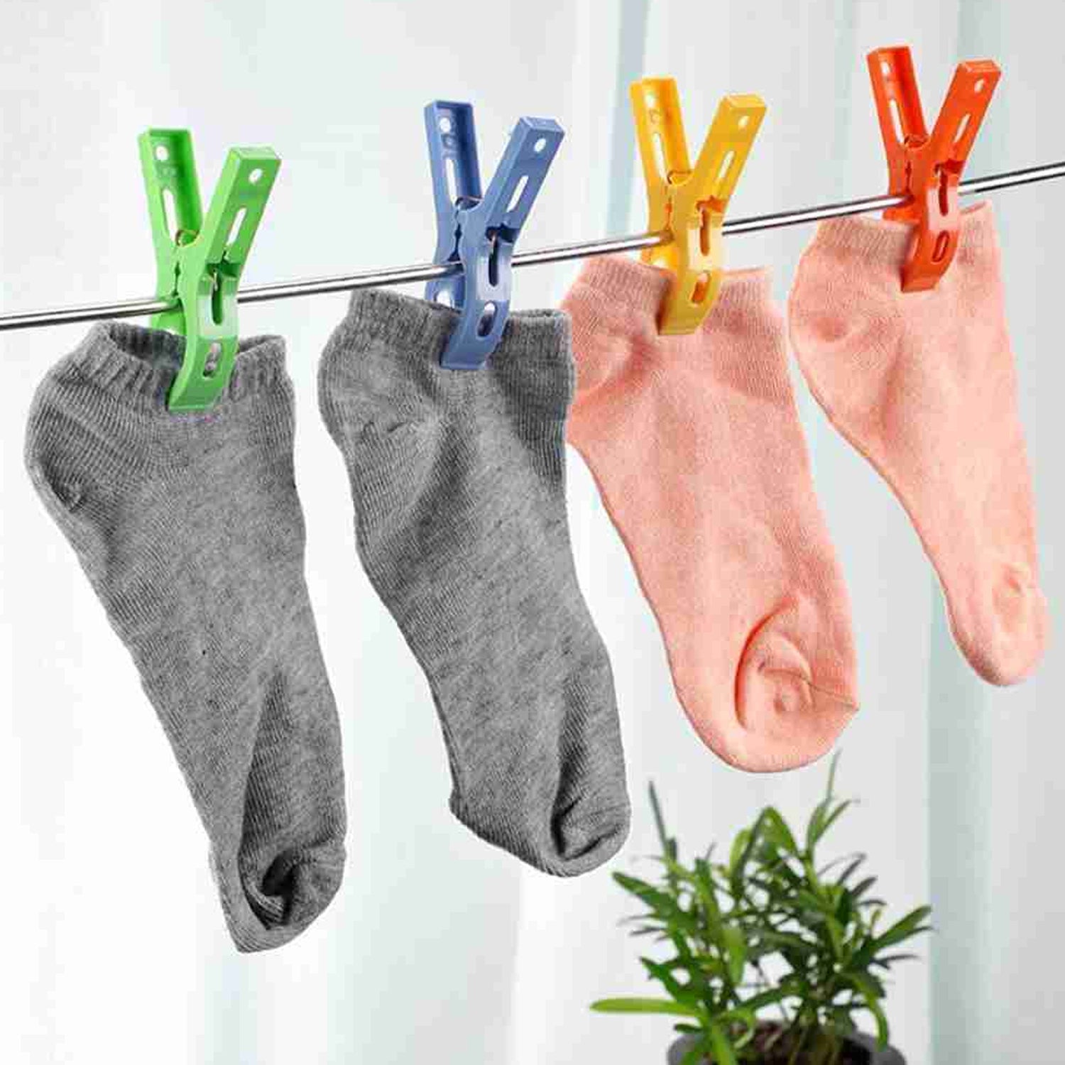 7893A  MULTIFUNCTION PLASTIC HEAVY QUALITY CLOTH HANGING CLIPS, PLASTIC LAUNDRY CLOTHES PINS SET OF 16PC Eshaan Traders