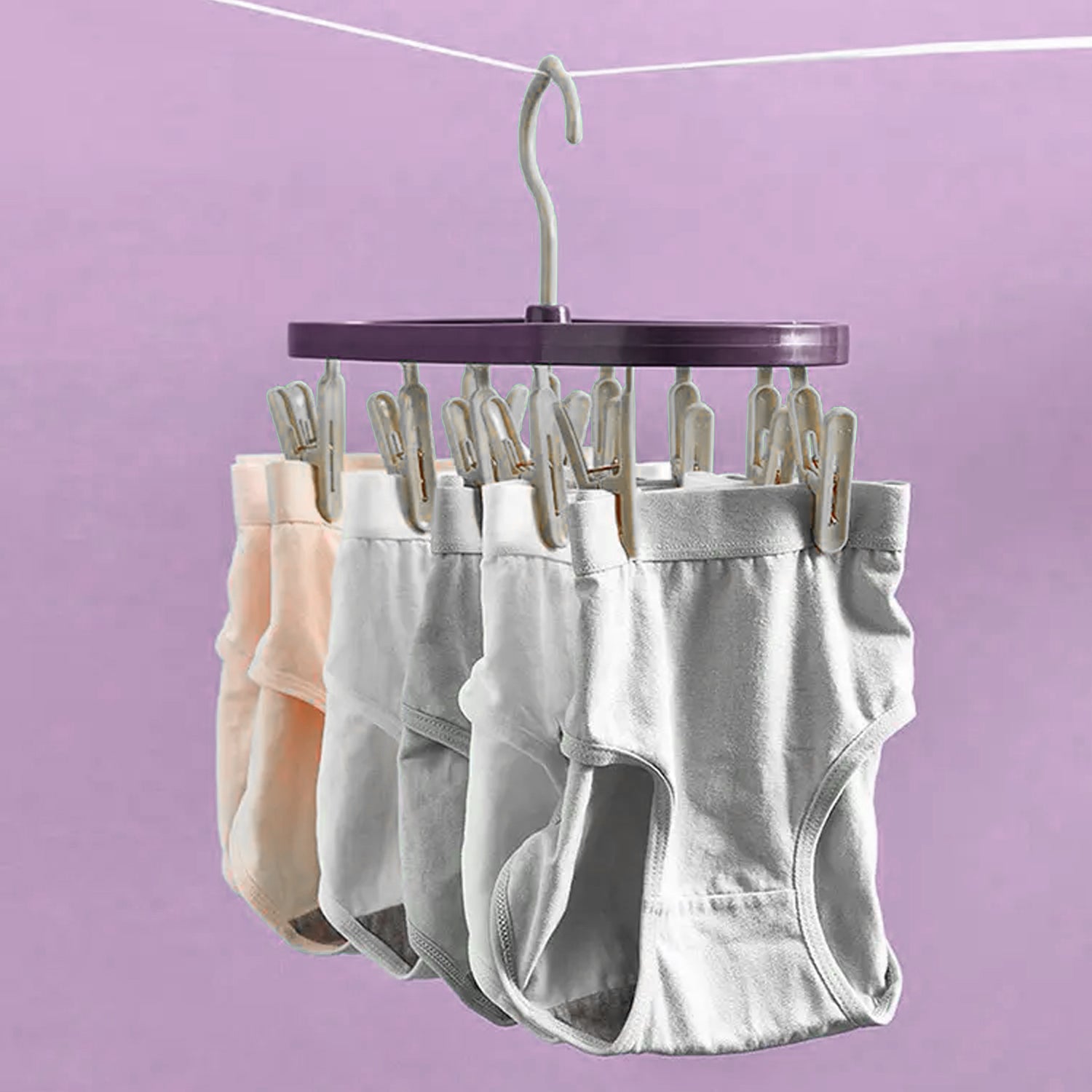 6919C  CLOTHESPIN RACK LAUNDRY DRYING RACK, CLOTHES HANGERS WITH 8 CLIPS, CLIP HANGER DRIP HANGER FOR DRYING UNDERWEAR, BABY CLOTHES, SOCKS, BRAS, TOWEL, CLOTH DIAPERS, GLOVE Eshaan Traders