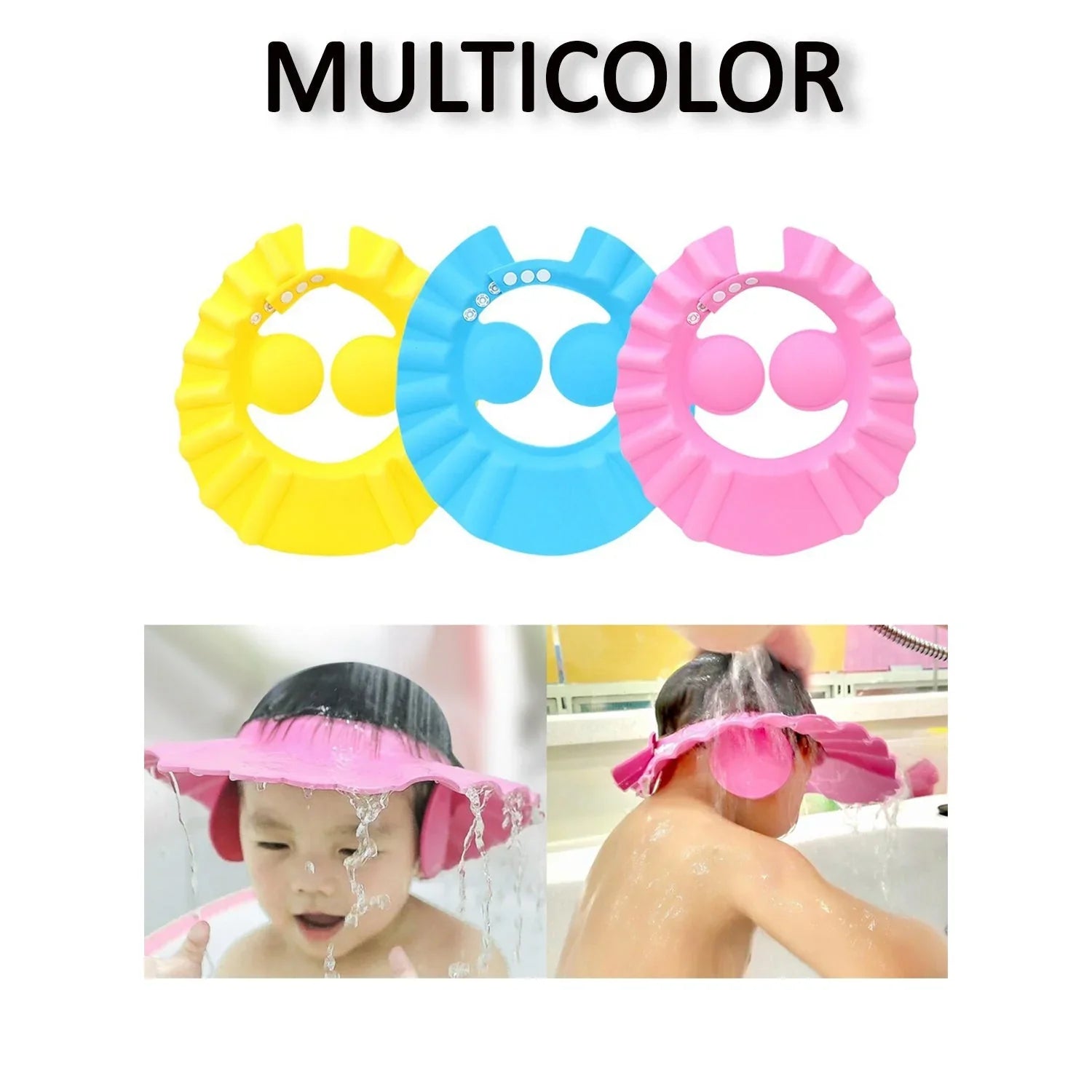 0378B Adjustable Safe Soft Bathing Baby Shower Hair Wash Cap for Children, Baby Bath Cap Shower Protection for Eyes and Ear, Eshaan Traders