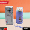 6953 Girl Glass Water Bottle for School with Kid Sparkle Strap Cat Lid Sequins Glitter Glass Cup Birthday Gift Children 350ml (MOQ :- 80 pc) Eshaan Traders