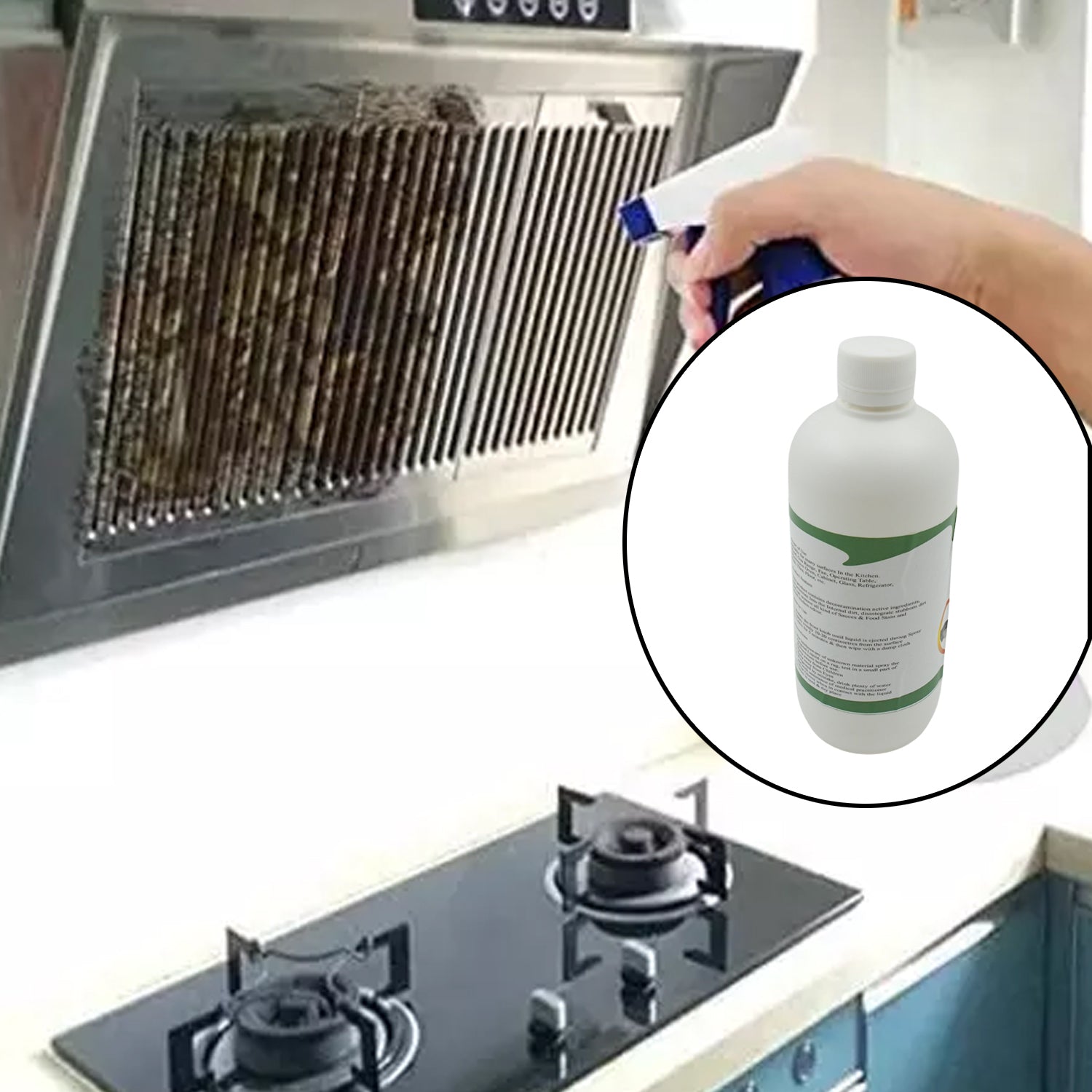 0310 Kitchen Cleaner Spray Oil & Grease Stain Remover Stove & Chimney Cleaner Spray Non-Flammable Nontoxic Magic Degreaser Spray for Kitchen Gas Stove Cleaning Spray (Approx 500ML) Eshaan Traders